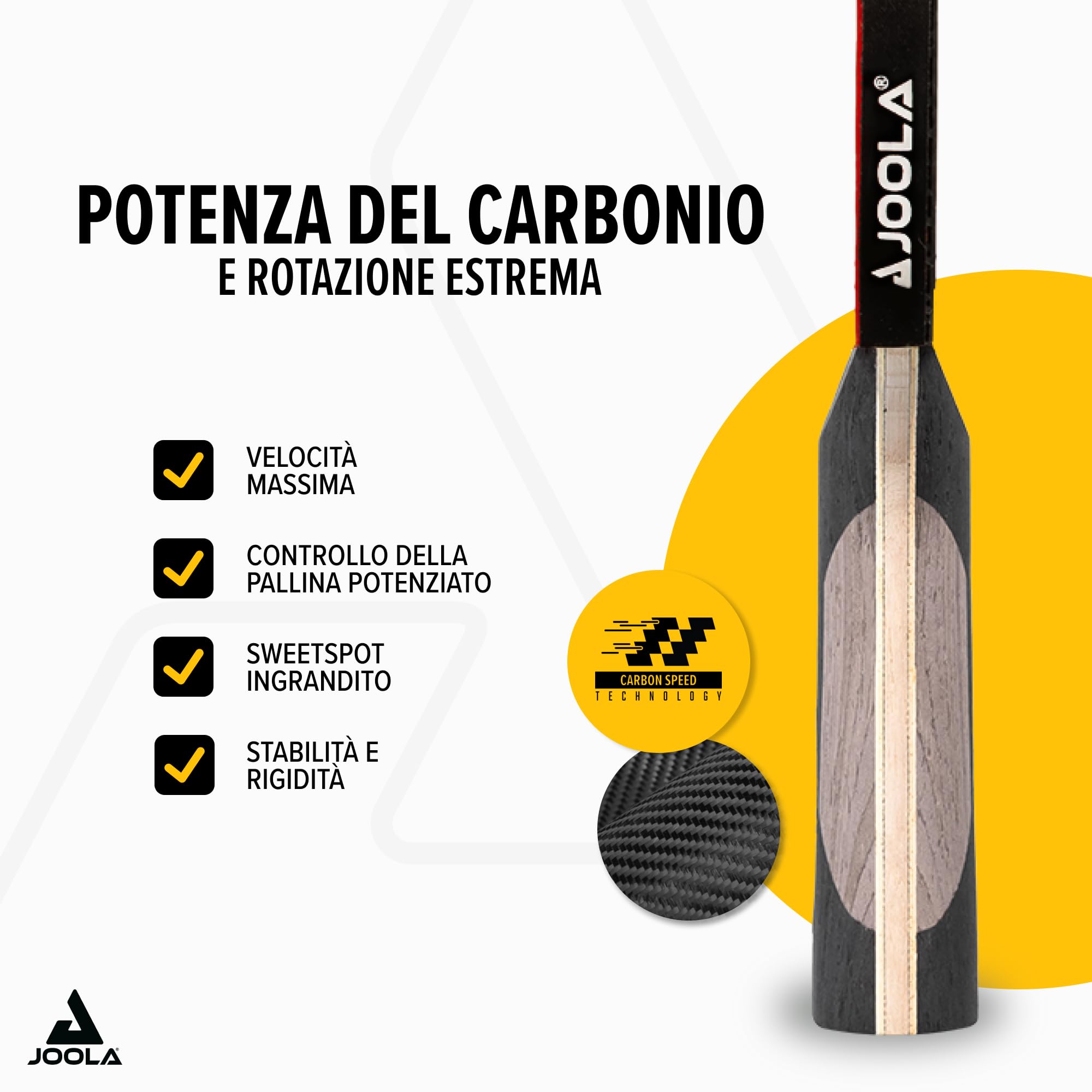 JOOLA Racchette da Tennis da Tavolo Professionali INFINITY, MEGA e ROSSI CARBON Approvate dall'ITTF per Giocatori Esperti e Competizioni