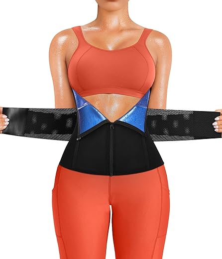 SCARBORO Waist Trainer for Women Belly Fat Sauna Sweat Waist Trimmer Corset for Stomach Wrap Workout Belt Shaper Band Zipper