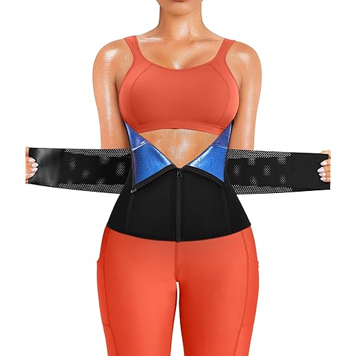 SCARBORO Waist Trainer for Women Belly Fat Sauna Sweat Waist Trimmer Corset for Stomach Wrap Workout Belt Shaper Band Zipper