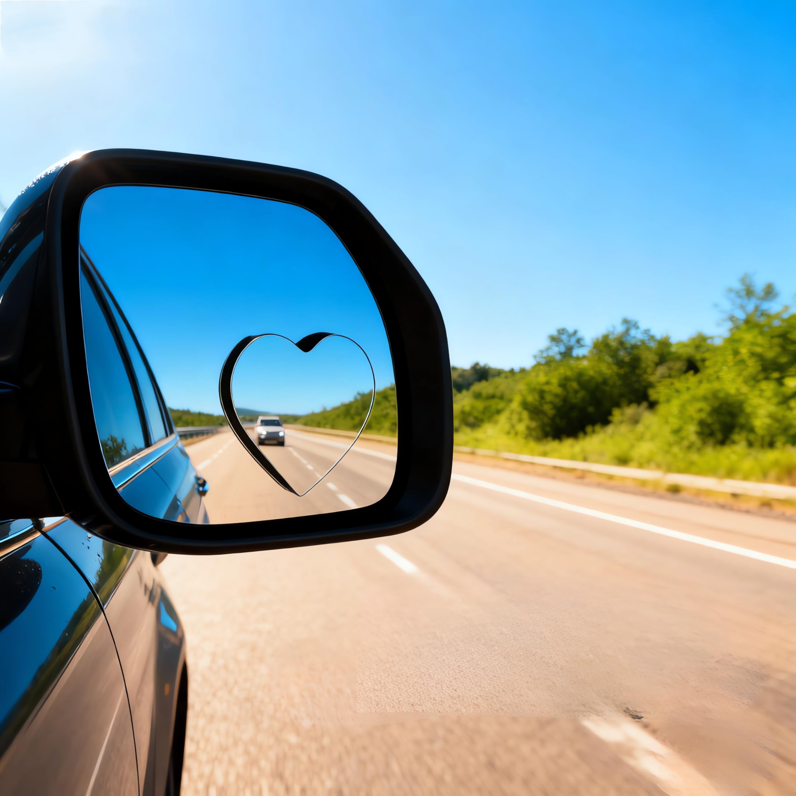 2 pcs Blind Spot Mirrors 2 Heart Shaped HD Glass Convex 360 Wide Angle Side Rear View Mirror — view 3