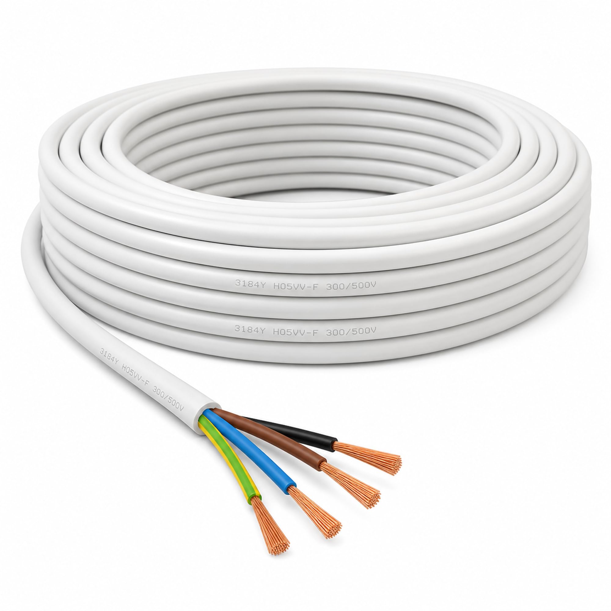 LAMPSTATION 4 Core Cable 0.75mm White Flexible Lighting Wire 10m