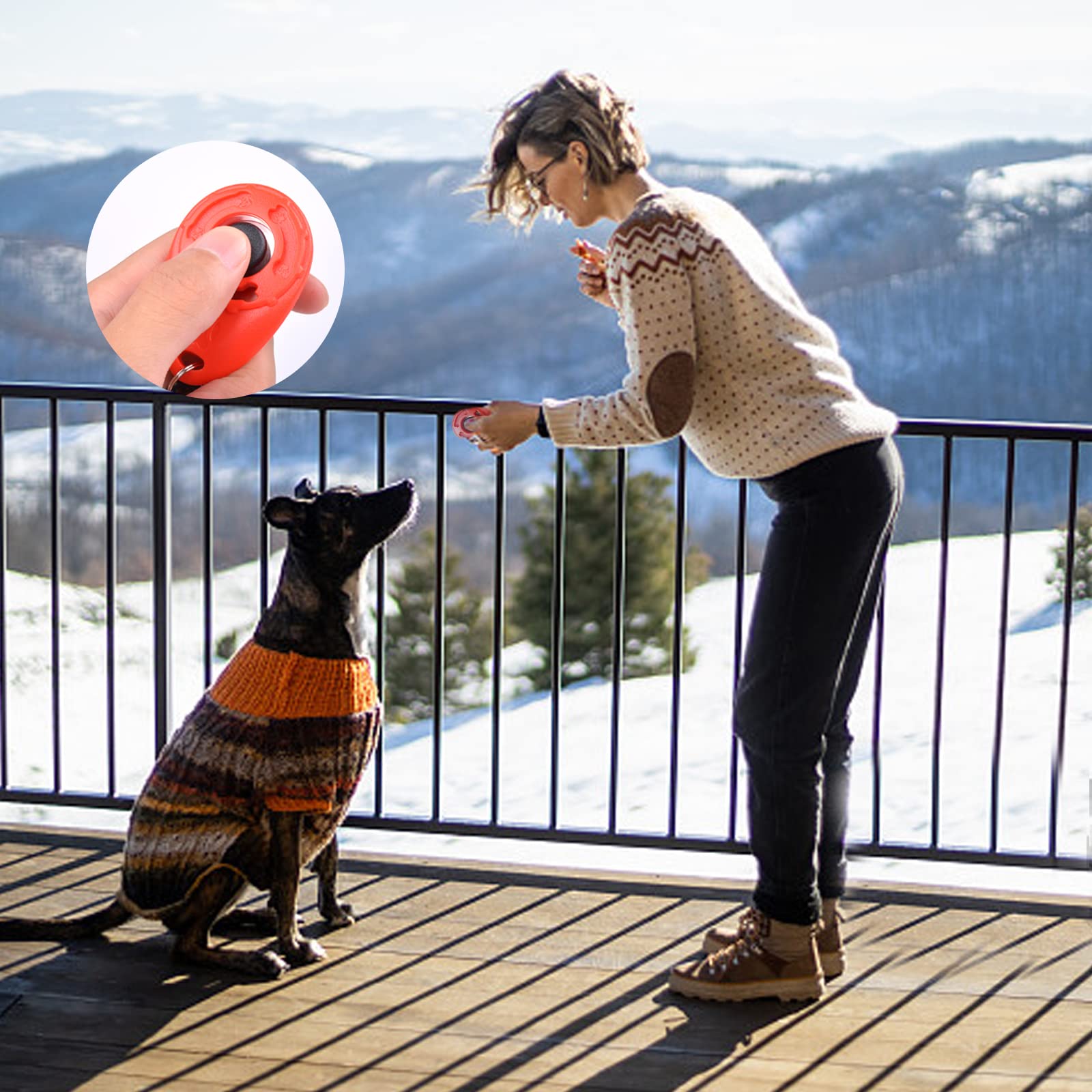 Hunde Clicker 5 Stück Haustier Trainings Clicker mit Handschlaufe, Finger Clicker für Clickertraining, Klicker mit Großem Knopf für Hund, Katze, Pferd Erziehung und Training (5 Farben)