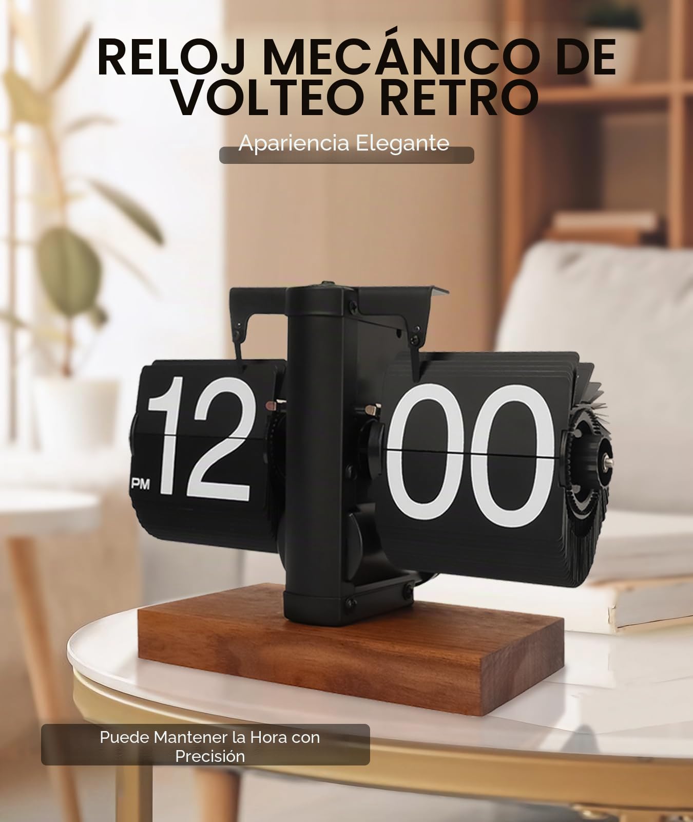 Reloj Retro Digital Automático con Tapa - Reloj de Escritorio Vintage Negro, Funciona con Pilas