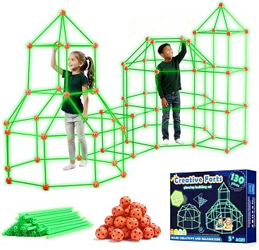 Tiny Land Kit de Construction de Forts Phosphorescents 130 Pièces – Tente & Cabane STEM