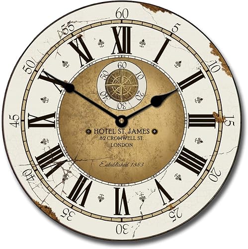 Reloj de pared Hotel St James  Mecanismo de cuarzo ultra silencioso  Hecho a mano en Estados Unidos hermoso color nítido y duradero viene en 8