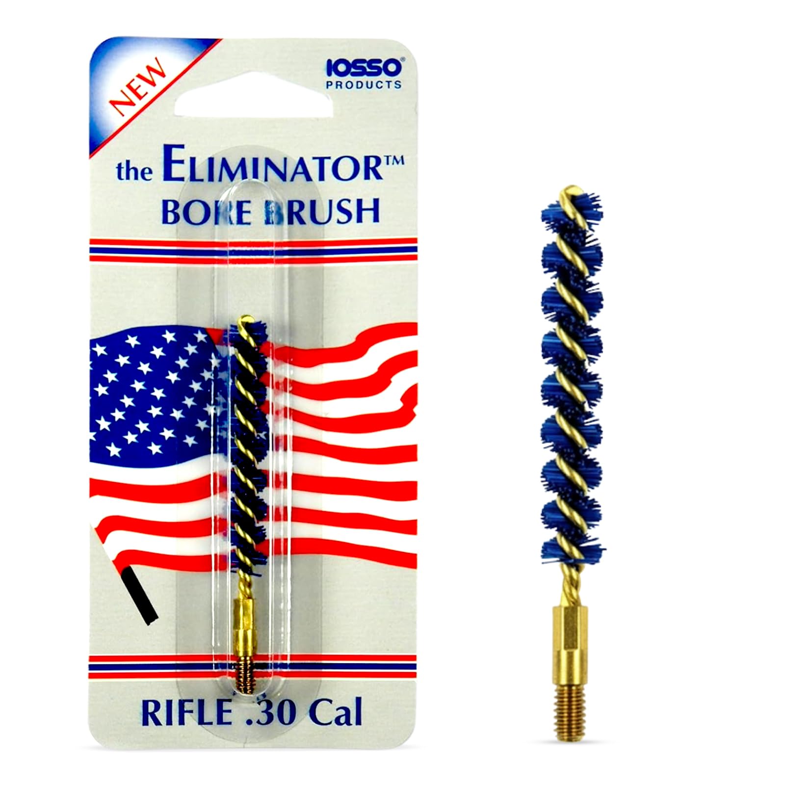 Iosso Premium Bore Brush – Blue Synthetic Fiber – Durable, Long-Lasting Tool for Gun Maintenance – Made in USA Bore Cleaning Brush (.30 Cal/.308 Rifle BORE Brush)