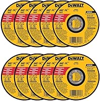 DEWALT DW8062 4-1/2" x 0.045" x 7/8" Thin Metal Cut-Off Wheels for Angle Grinders, 10-Pack