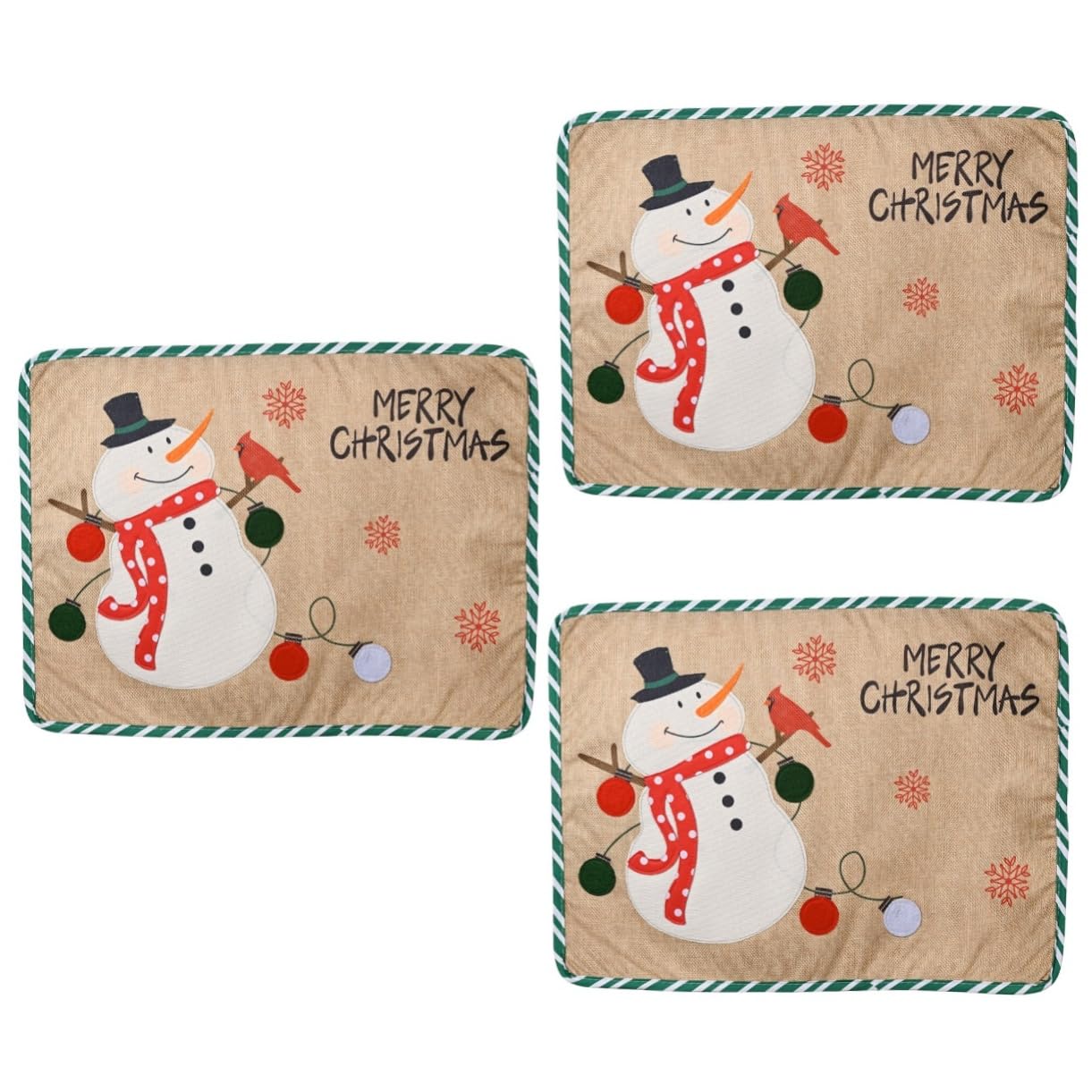Cabilock 3 Piezas Decoración navideña Decoraciones de Mesa de Fiesta manteles Individuales para Festivales Posavasos navideños Christmas Tablecloth decoración de la Mesa del hogar Tela