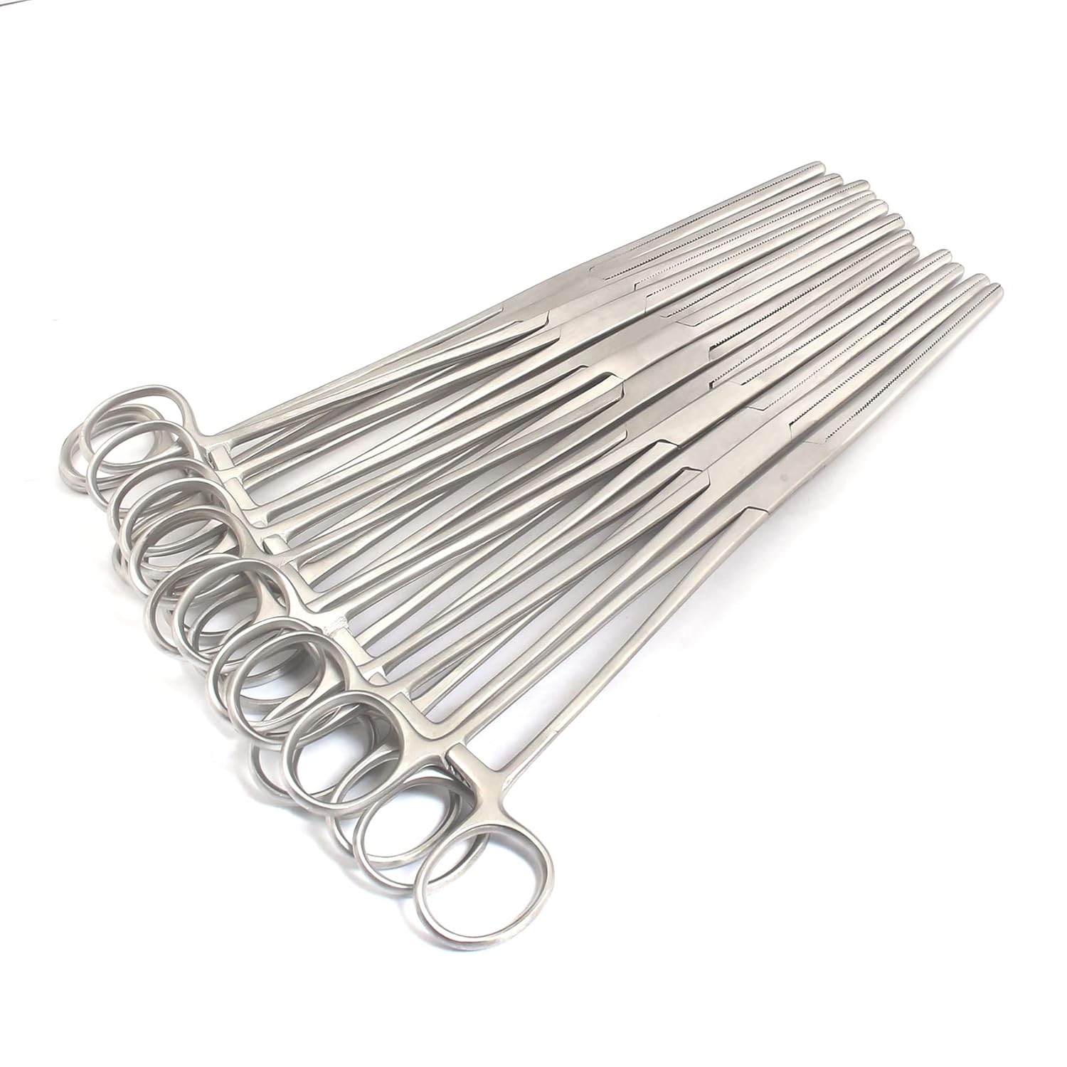 OdontoMed2011 Set of 12 Hemostat Locking Forceps 10 Inches, Straight Stainless Steel - Multipurpose Ideal Hemostats for Nurses, Fishing Forceps, Crafts and Hobby 10"
