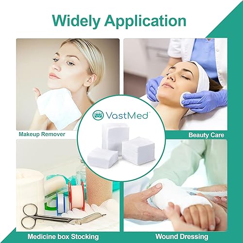 Miniatura 7 de 200 esponjas de gasa Capra de algodón de alta calidad, 8 capas, 3 x 3 pulgadas, esponjas de gasa absorbente tejidasno estériles, ideales para