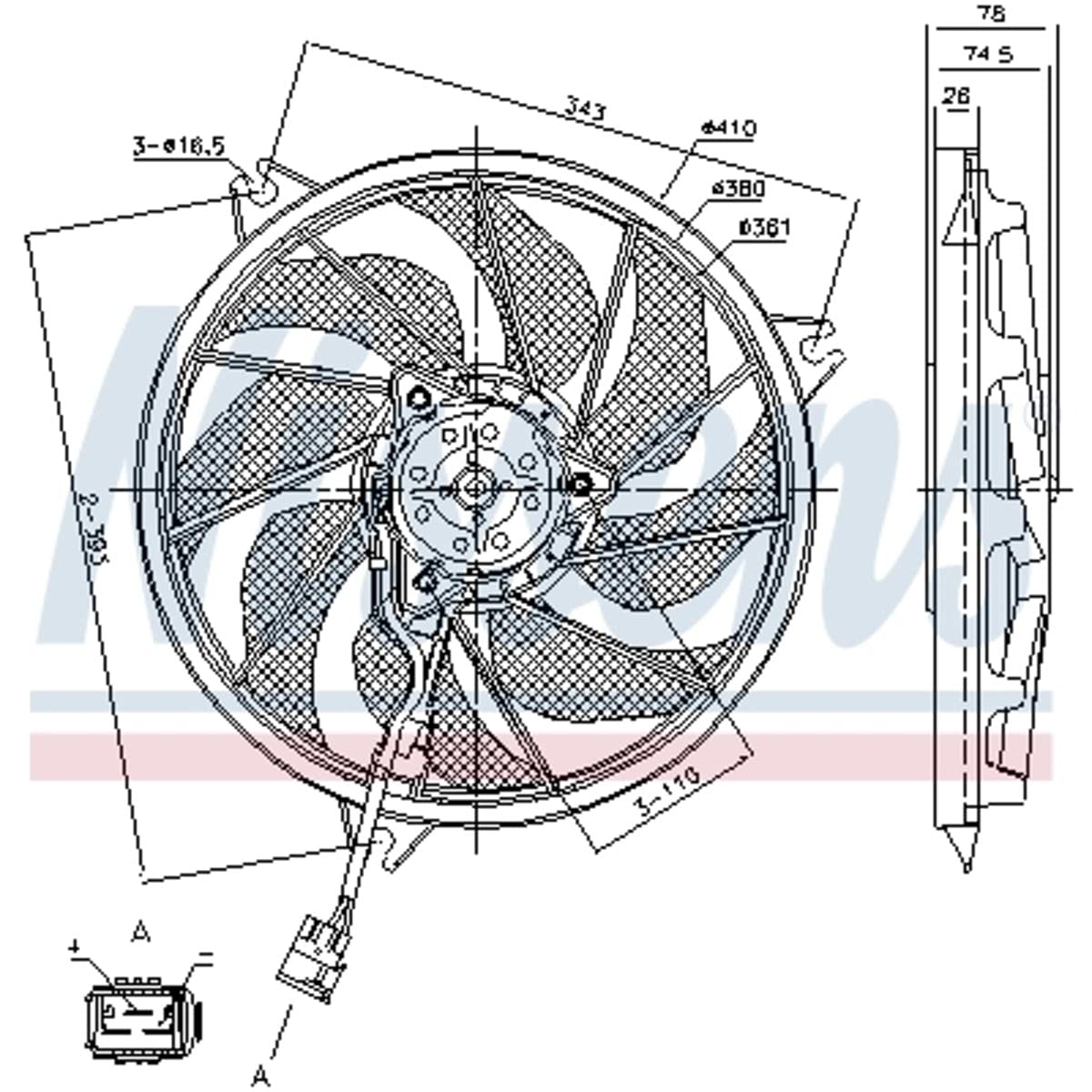 NISSENS Ventola, Raffreddamento motore 85787