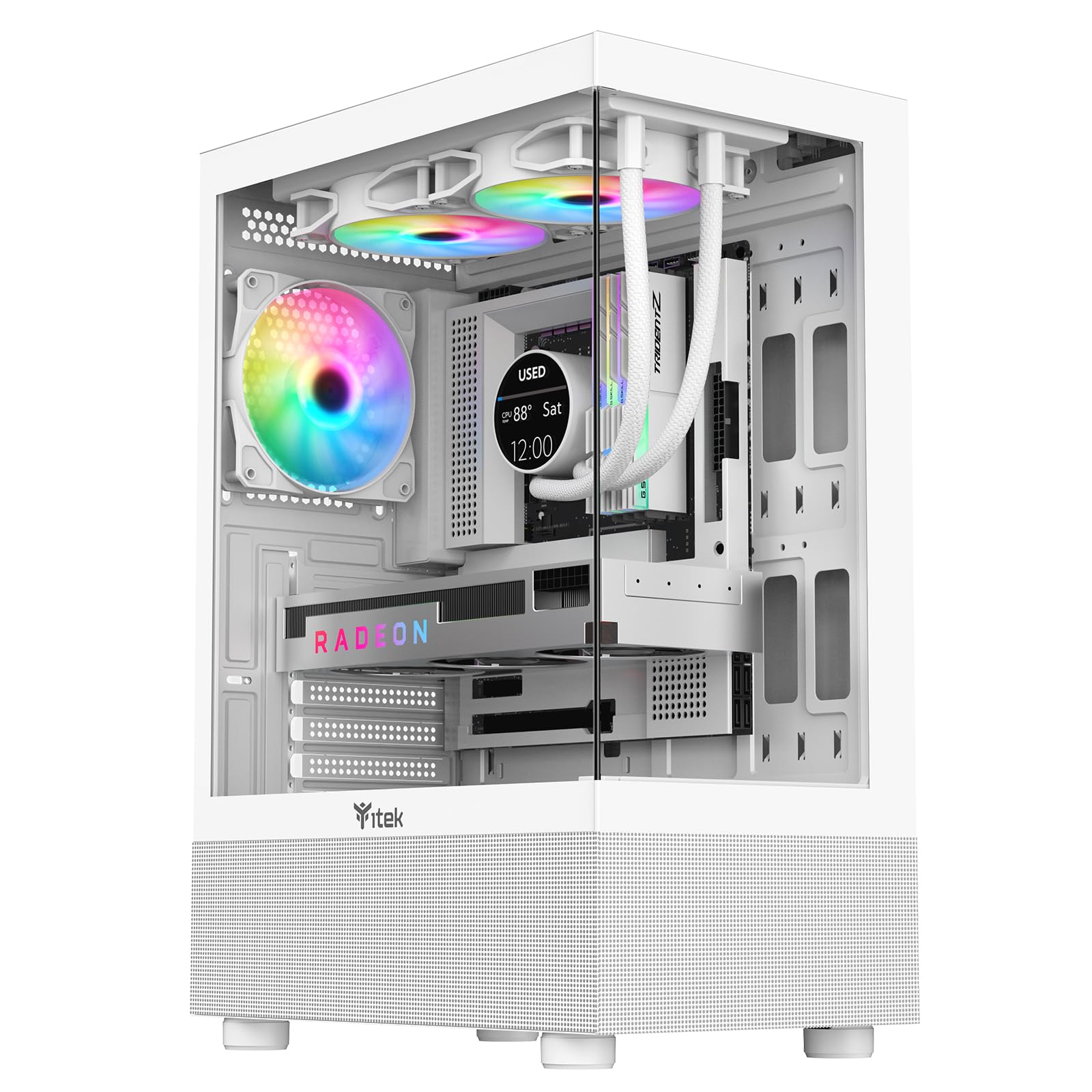Itek Case SHOWBUI 33W - Gaming Tower, ATX, 12 cm ARGB fan, side and front  panel Temp Glass, White Edition : Amazon.nl: Electronics & Photo