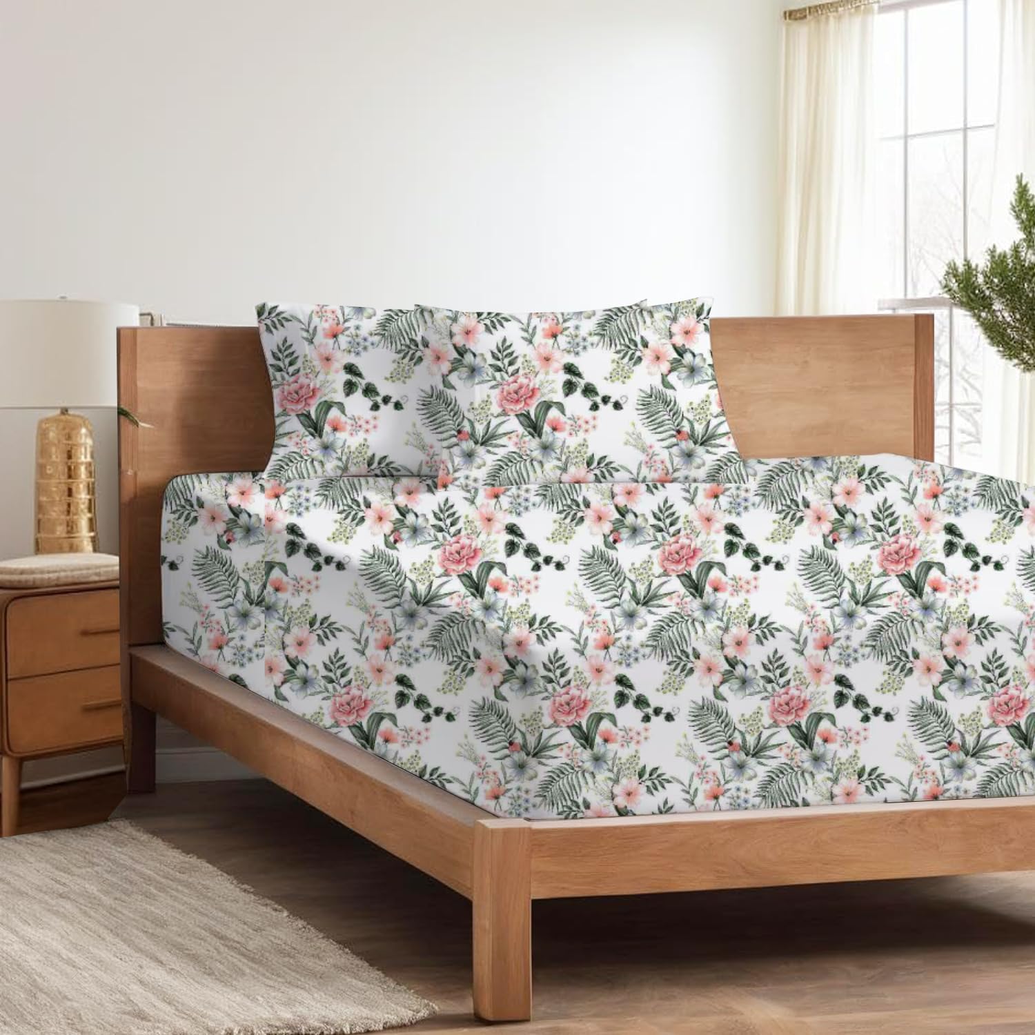 Bhoom.i+ Impex Bedsheet King Size Bed 100% Microfiber | 1 King Size Bedsheet Microfiber (108 x 108 Inch) and 2 Pillow Covers (Petal Dream)