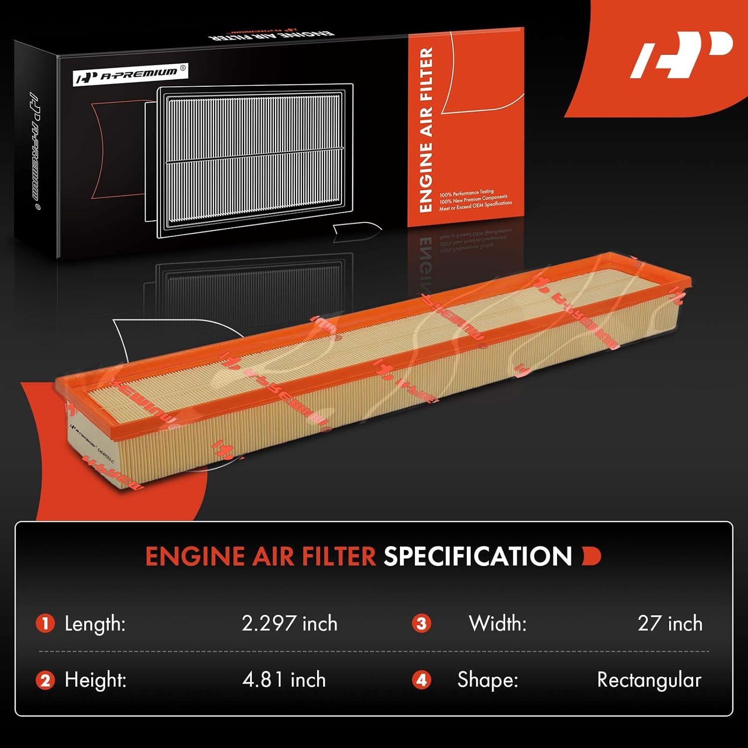 A-Premium 2-PC Engine Air Filter Compatible with Porsche Panamera 2010-2016/2020-2022, 2.9L 3.0L 3.6L 4.8L, Replace# 99611013170, 97011022001