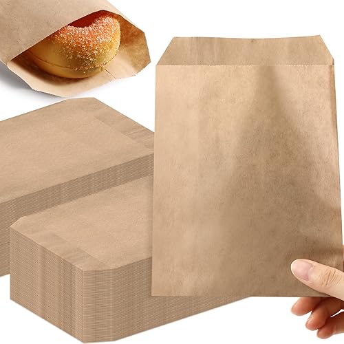 Outus 1000 mini bolsas planas de papel de estraza natural, palomitas de maíz, regalos de fiesta, bolsas de mercancía para galletas, postres,