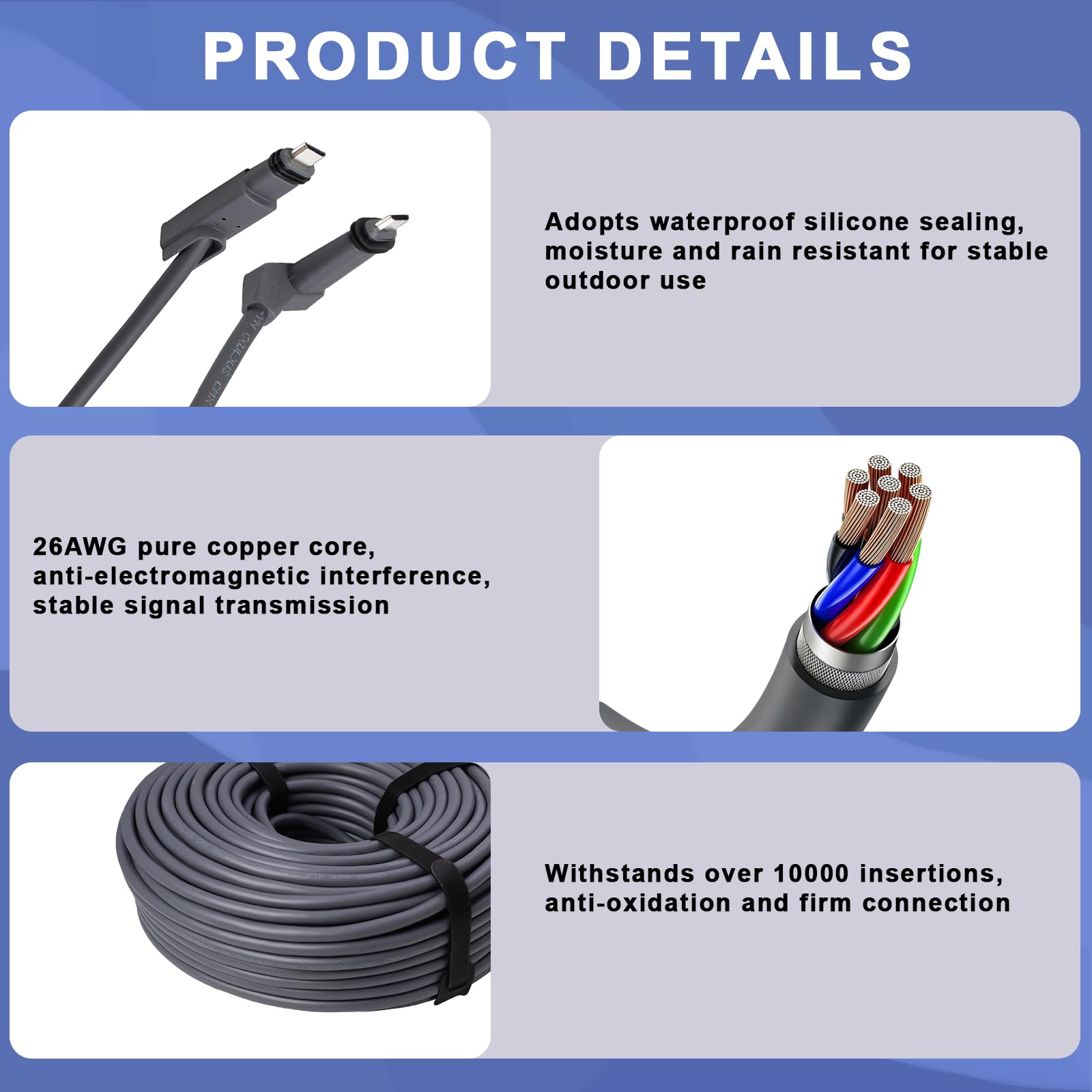 Cavo Starlink Gen 2 da 23 m, 26 AWG, cavo PoE di ricambio per kit azionato standard V2, cavo Ethernet impermeabile ad alta velocità da 1200 Mbps per parabola rettangolare