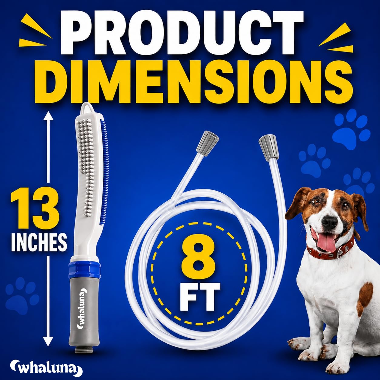Pulverizador de ducha para perros con manguera de 8 pies, accesorio de ducha de alta presión para perros para baño y aseo, rociador de manguera de ducha para mascotas con adaptadores para