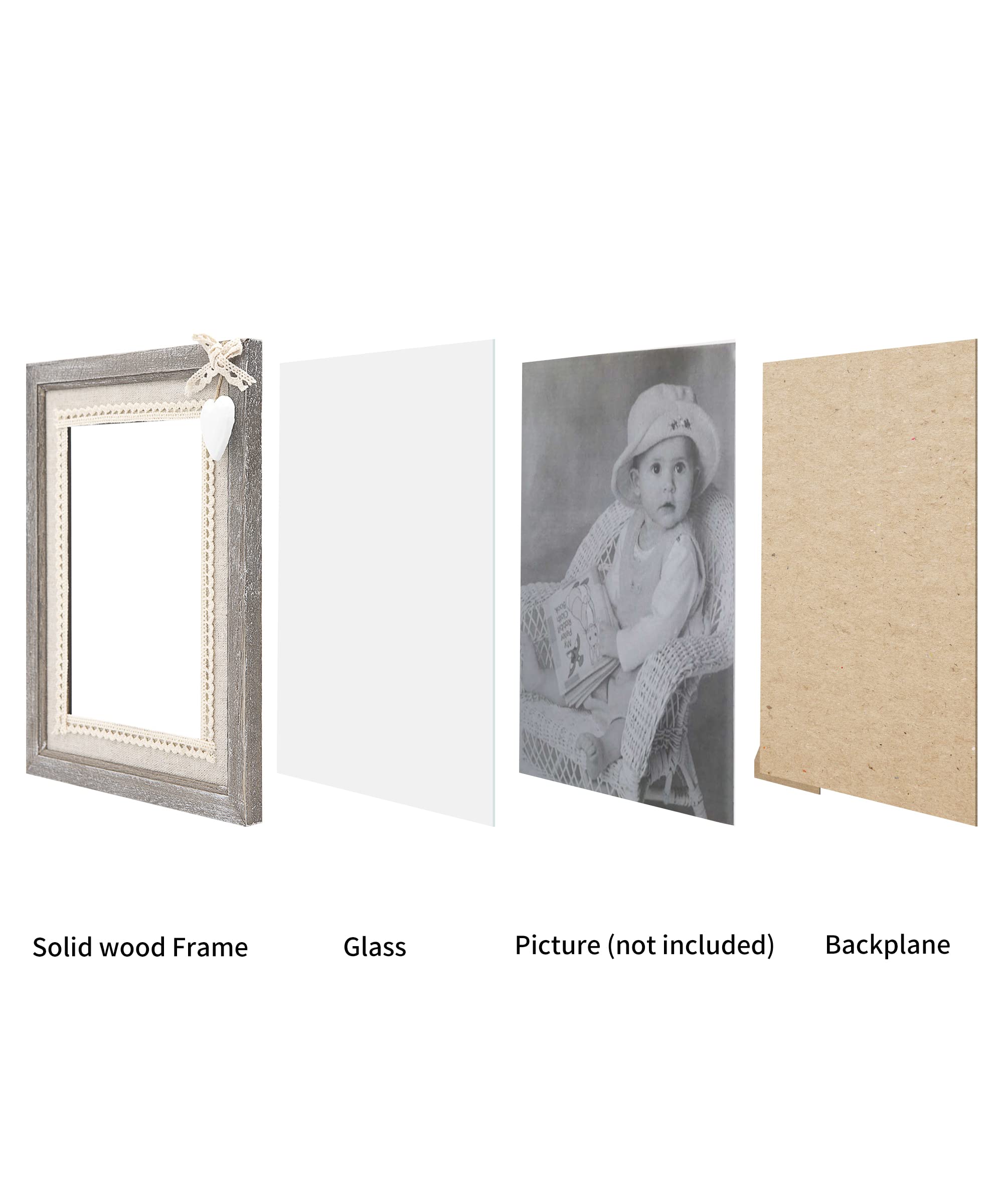 SUMGAR Fotolijst 13 x 18 cm hout vintage kerstpaar geschenk tafelframe wandframe objectlijst rustiek shabby natuur bruin fotolijst natuur retro fotolijst collage