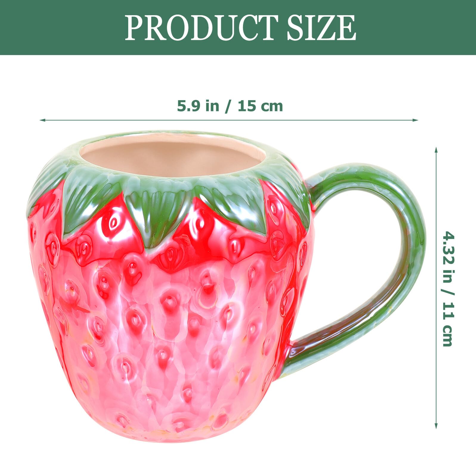 PRETYZOOM Taza de Cerámica Forma de Fresa para Cocina, Asa y Apta para Lavavajillas, Adecuado para Café y Bebidas Desayuno