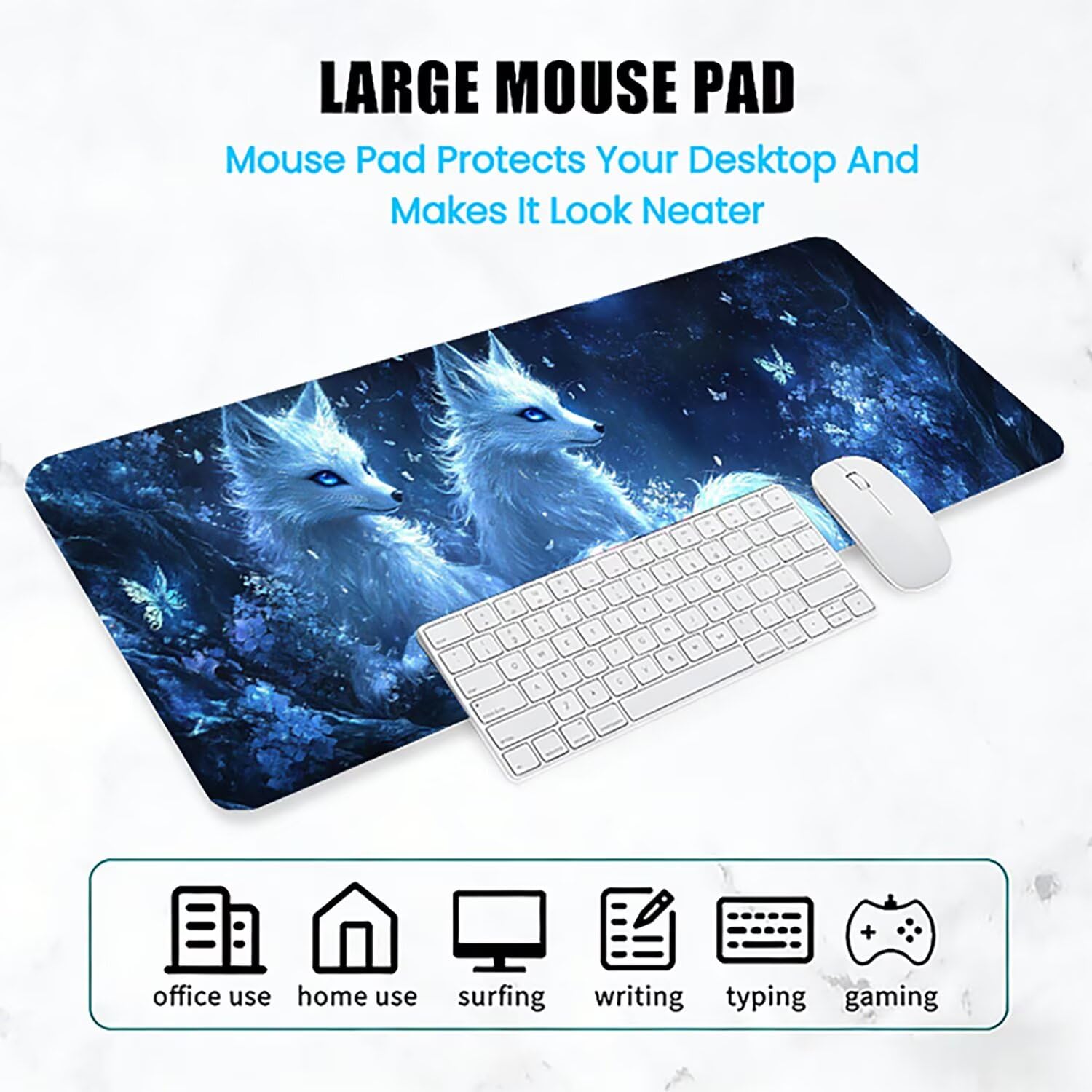 Generico Lejnlnng Tappetino Mouse Gaming XXL -160x80cm - Mare Tappetino Scrivania Grande, Paesaggio Impermeabile Tappeto Mouse con Base in Gomma Antiscivolo, Mousepad XXL per Gaming e Ufficio JL-8094