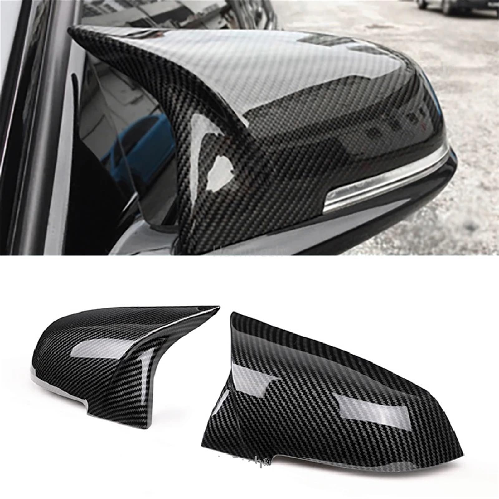Auto Spiegelkappen Für 1er F20 F21 116i 118i 120i 125i | 130i Schrägheck Rückansicht Seitenspiegelabdeckung Carbon Muster Zubehör(Carbon)
