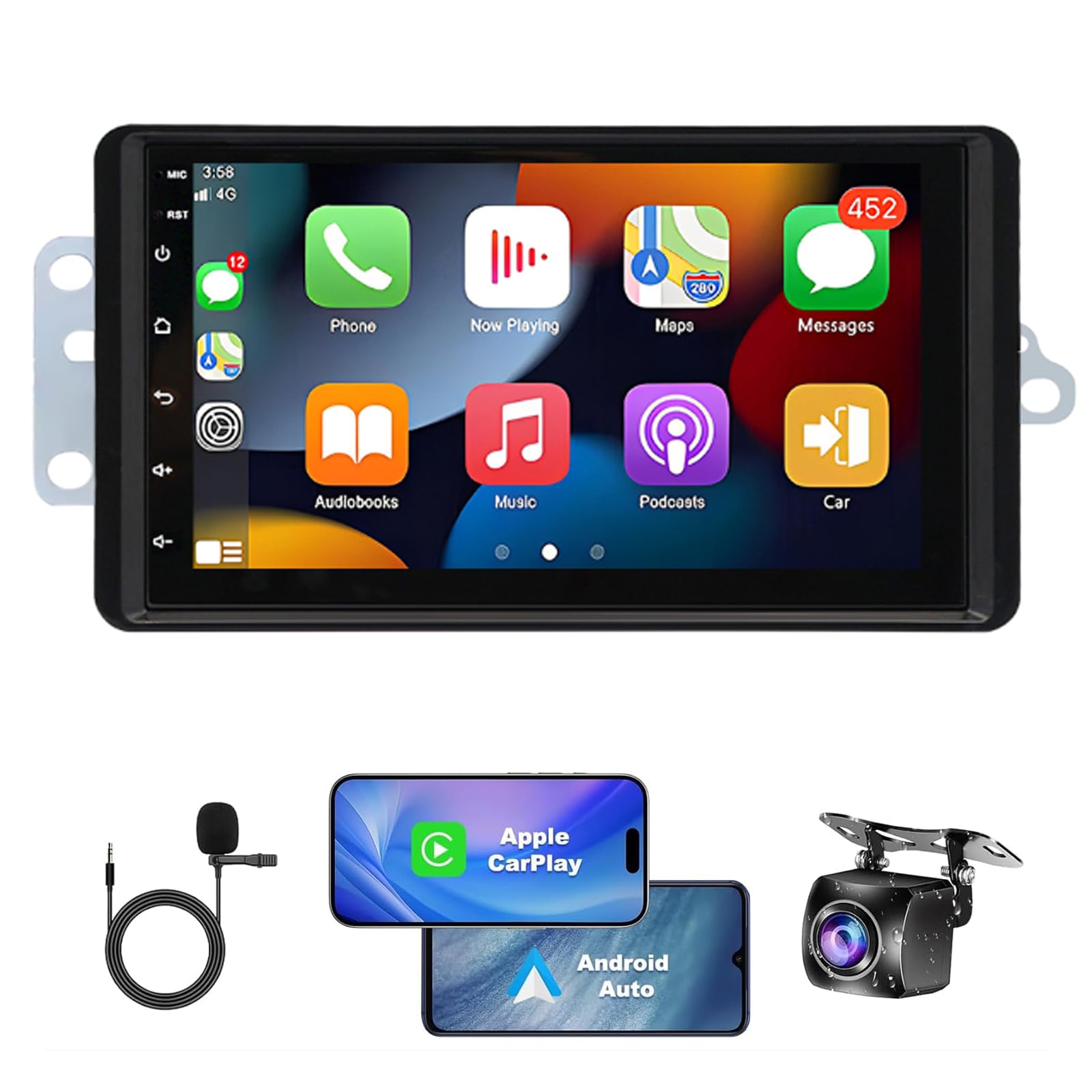 Slakerbe Android 15 Car Stereo Head Unit for Chevrolet Silverado Tahoe 2003-2006 for Wireless Carplay Android Auto, 4+64G Car Radio Player with GPS Bluetooth WiFi FM/RDS Mirror Link Split Screen