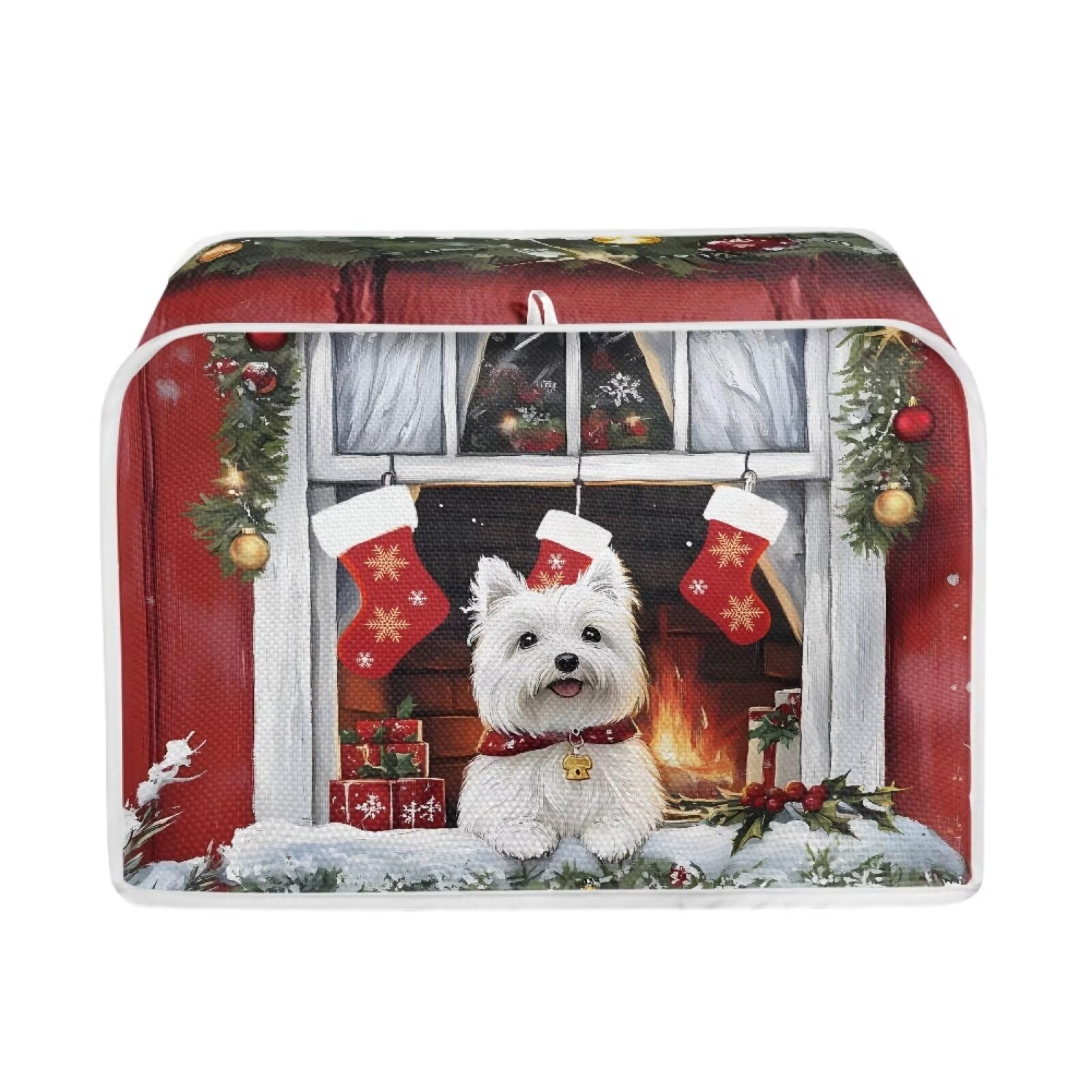 TOADDMOS Puppy Dog Christmas Toaster Covers 4 Slice Wide Slot Dustproof Fingerprint Protectors and Protection Anti-sputtering, Kitchen Accessories