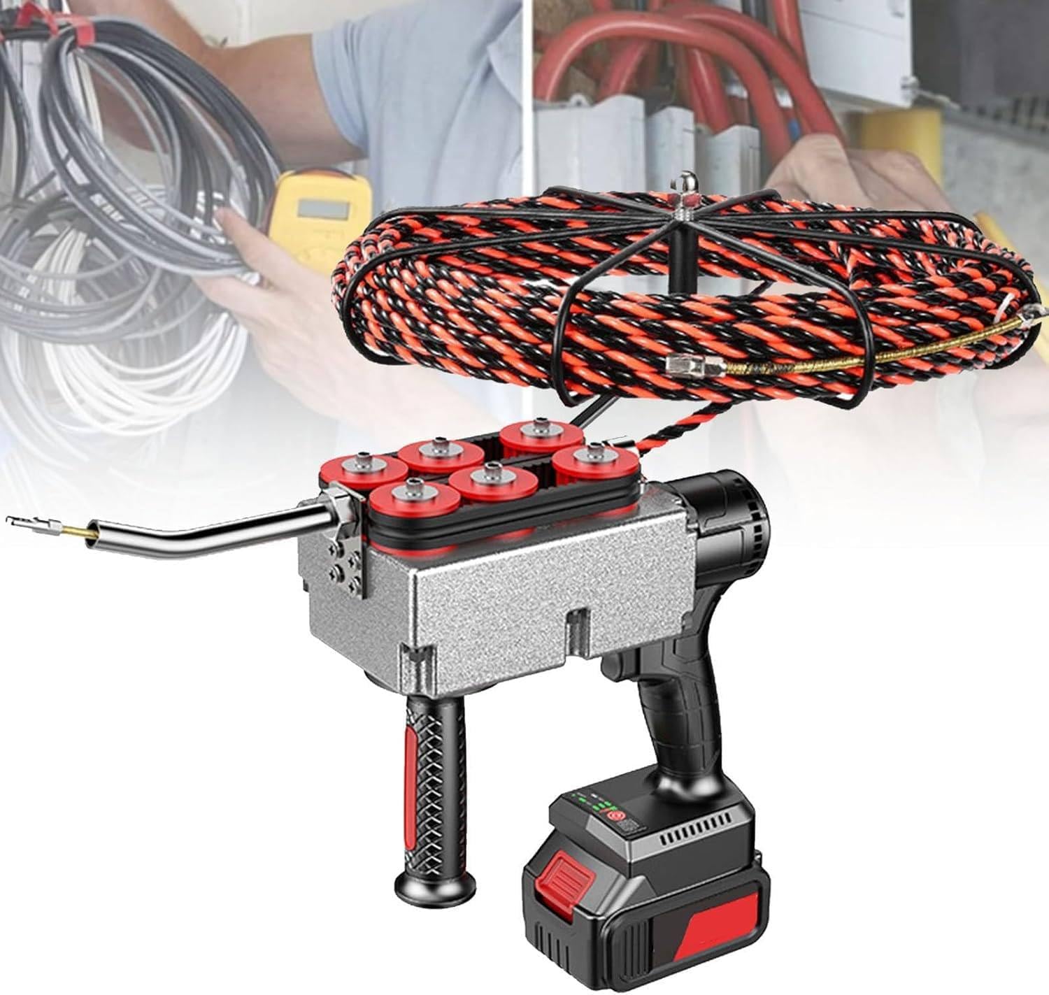 Enhebrador De Agujas Para Electricista Totalmente Automático, Enhebrador De Agujas Eléctrico Con Batería De Litio, Batería De Litio, Velocidad De Tracción De Alambre 40 M/Min,1Battery-25000mah