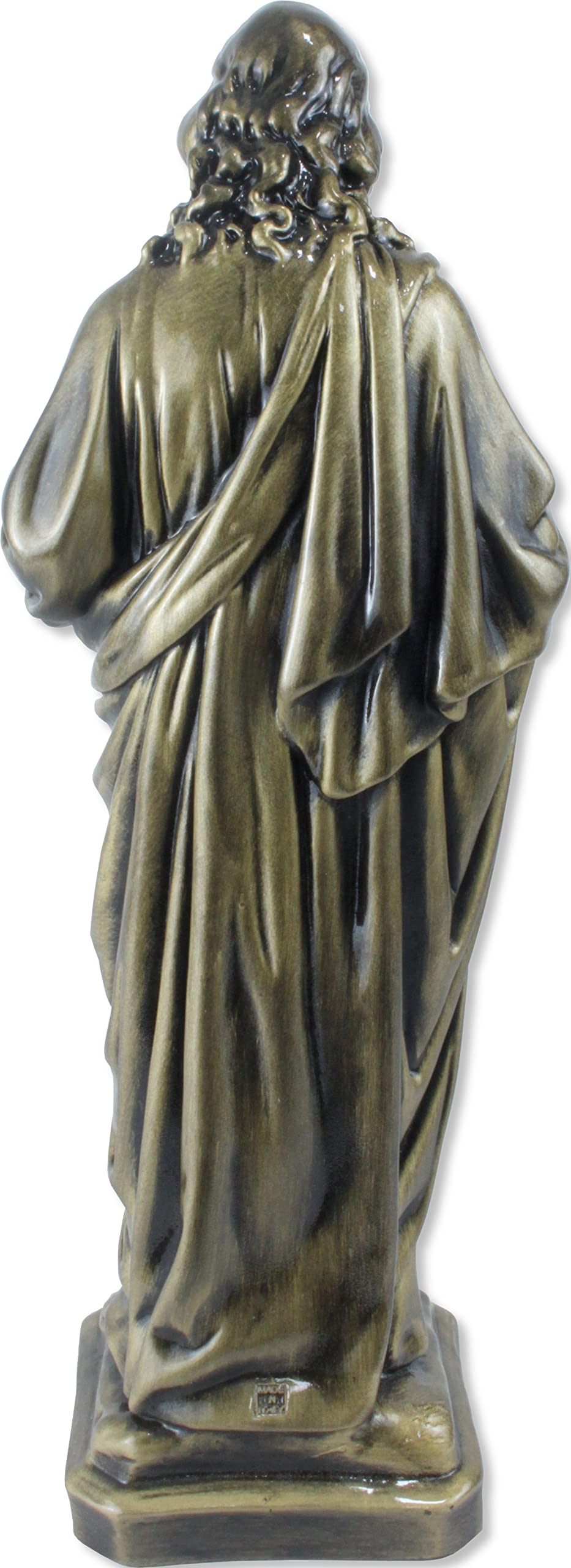 Statue Sacré-Cœur De Jésus En Résine Bronze - 21,5 Cm - Décoration Religieuse Intérieur