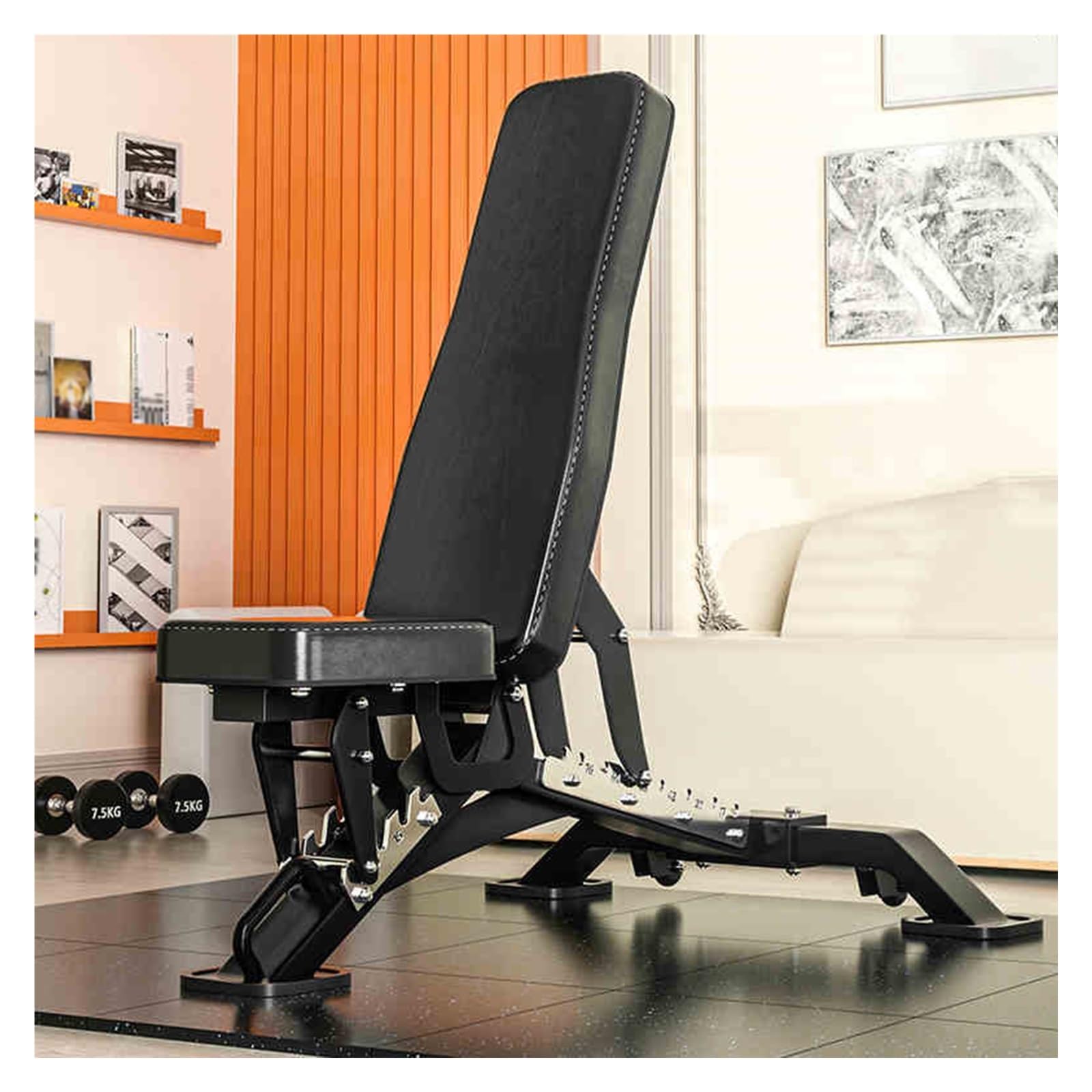 Weight Bench for Home Gym, Workout Bench Made Thick Steel Pipe 300kg/660LBS Weight Capacity Adjustable Back/Seat Incline