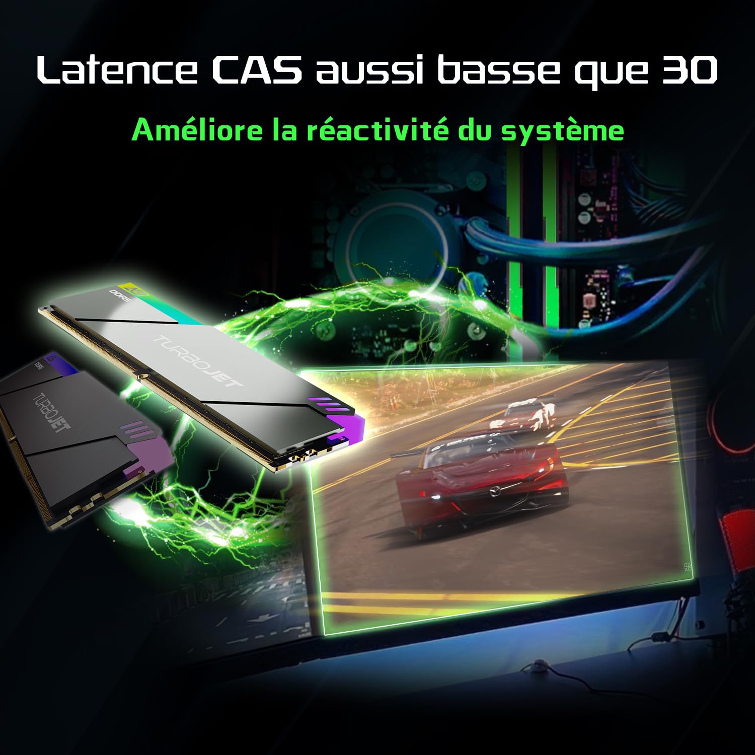 AGI UD858 32Go (2x16Go) RGB DDR5 UDIMM 6000MHz Noir pour Intel XMP AMD Expo