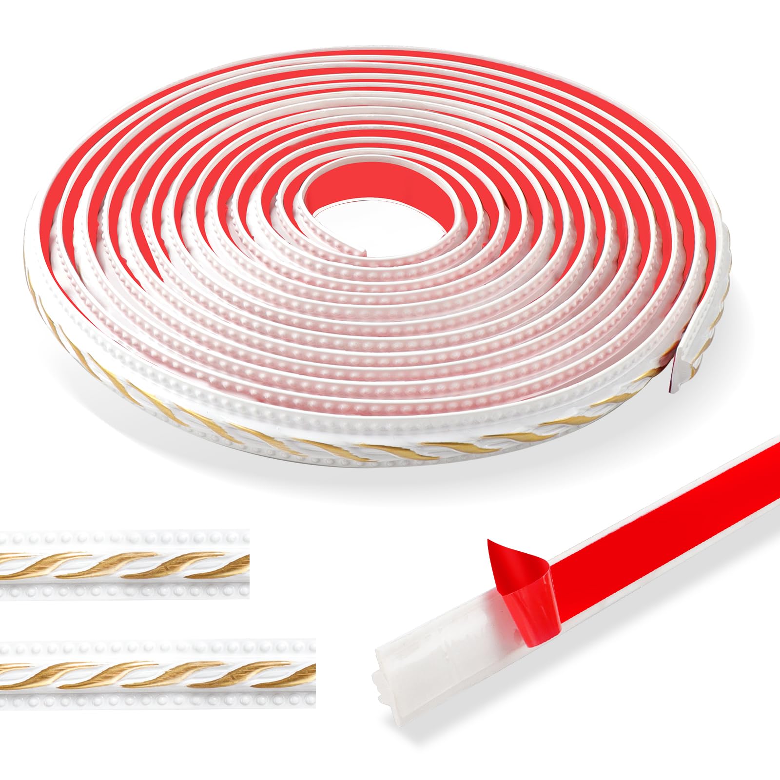 600cm Coving For Ceilings Vintage Pattern 3d - Flexible Wallpaper Border Self-Adhesive, Waterproof Moulding Trim,Self Adhesive Trim Ideal For Door， Wardrobe，Home Decoration（2cm-White With Gold）
