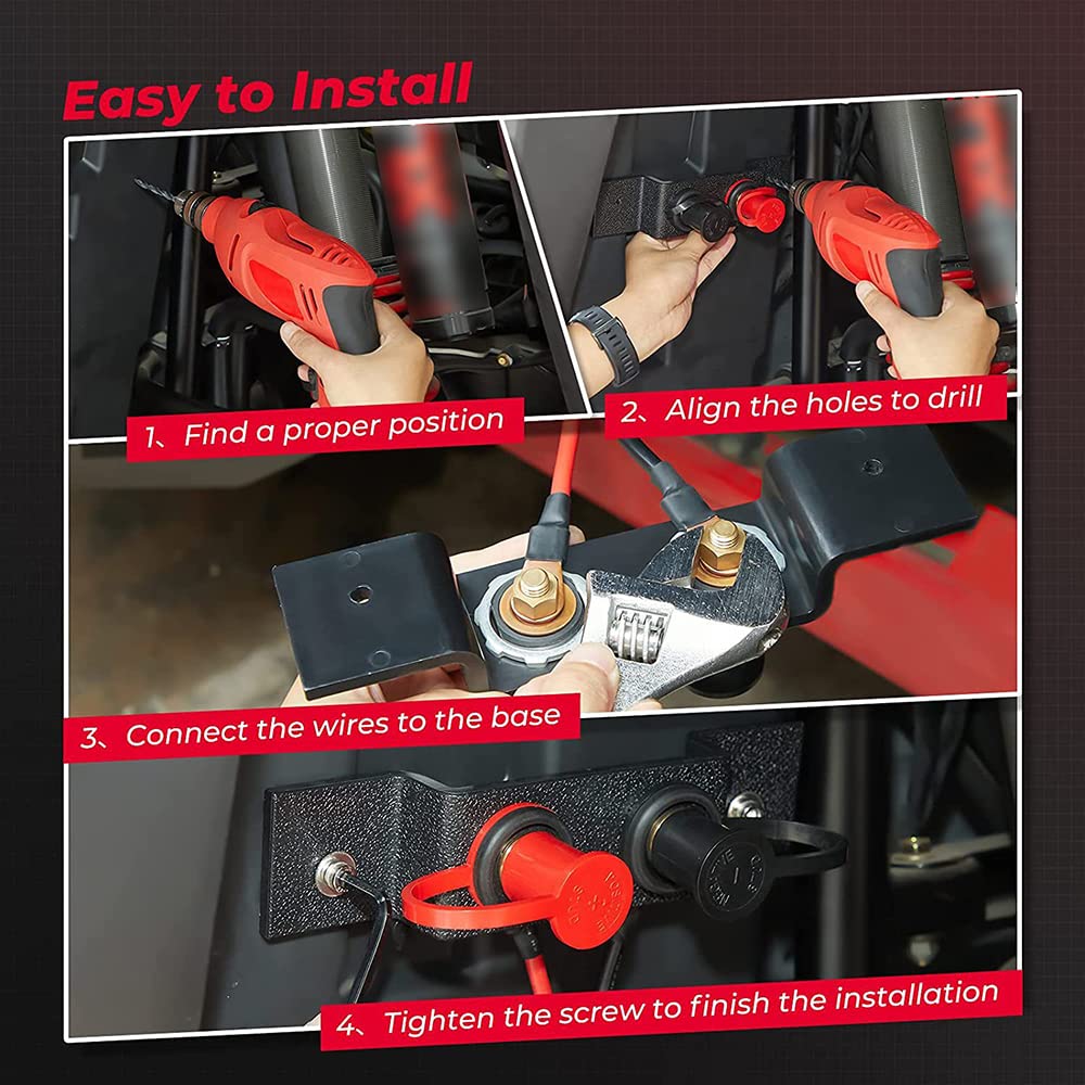 Riloer Kit terminali per ponticello per auto per terminali batteria mobili Stazioni di ricarica remote per batterie spessore linea: 1,2 cm, adatto per ATV UTV