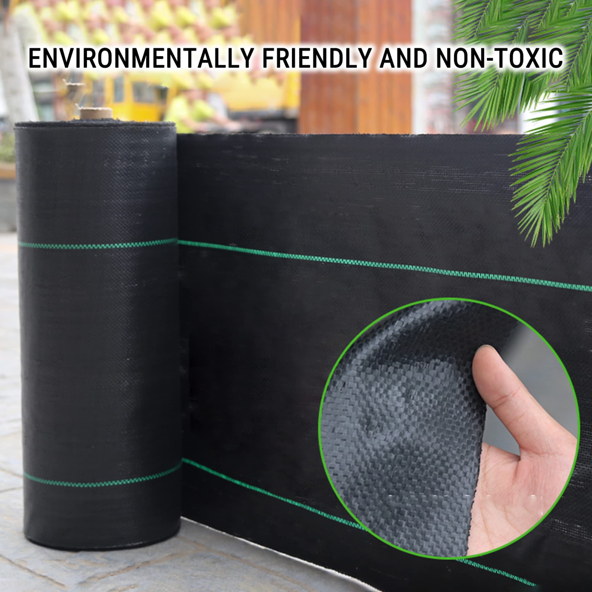 Tissu De Paysage De Barrière Contre Les Mauvaises Herbes Robuste, Paillis Noir Contrôle Des Mauvaises Herbes Bloqueur De Jardin Couverture De Sol Noire Bloc De Mauvaises Herbes Tapis De(4 PIÈCES