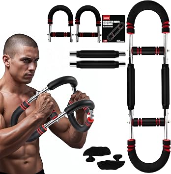 Twister Arm Trainer, Adjustable 3 Resistance Levels 60100 lbs Stainless Steel Arms Strengthener for Shoulders, Biceps Chest Workout Equipment with Added Silicone Gym Grip Pads