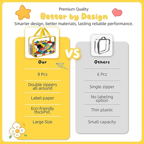 Miniatura 4 de 8pcs NEW Extra large color Toy Storage Bags with Zipper and Labels, Clear PVC Waterproof Toy Organizers Bags for Board Games, Puzzles Pieces,