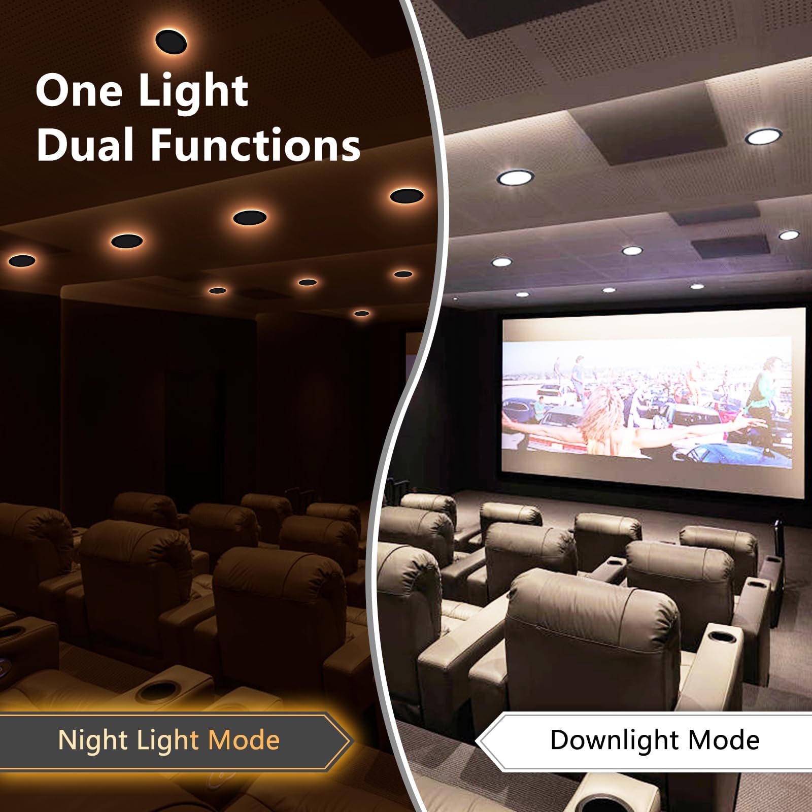 CycevSun 8 Inch 24 Pack LED Black Recessed Lights with Night Light, Canless Wafer Downlight Ultra Thin, Dimmable & 5CCT Selectable, 15W, 1350LM, ETL, 120-277V