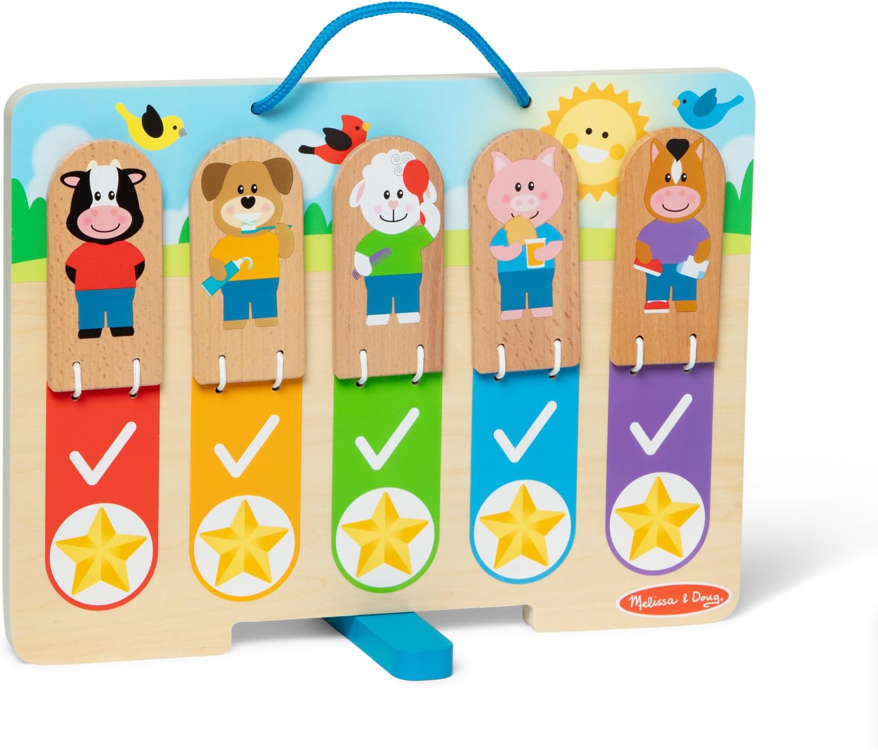 Wooden My Daily Day & Night Routines Chart – Double-Sided Interactive Board with Flip Tabs – Early Learning Toy for Kids Age 3 Plus - FSC Certified