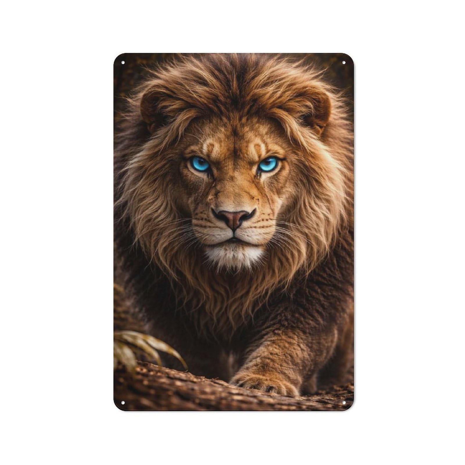 Metal Sign 30x20cm with Majestic Lion with Piercing Blue Eyes for Pub Or Café, Vintage Decor, for Metal Sign Collectors, for Garage And Workshop Walls
