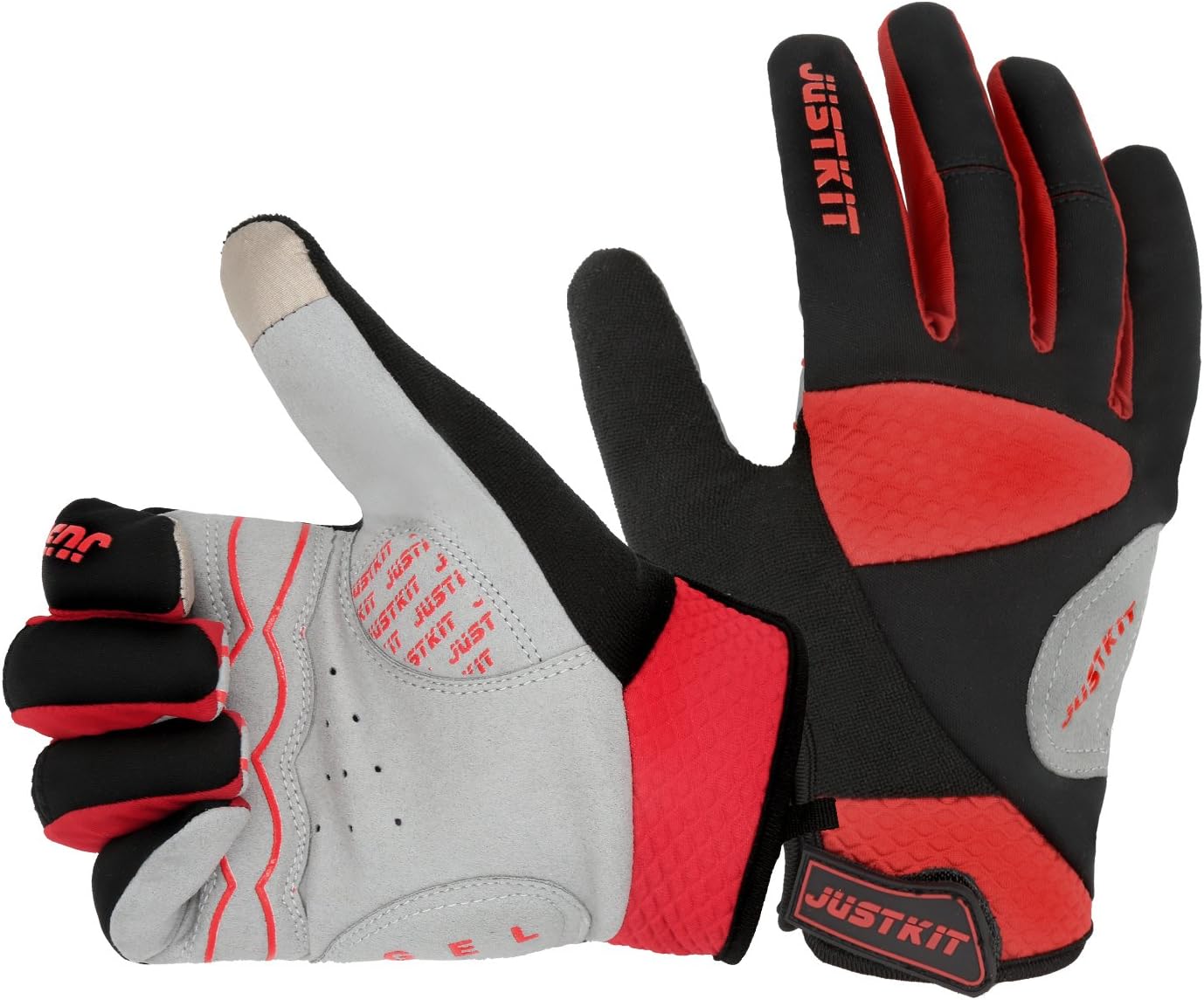 JUSTKIT Cycling Gloves -Touch Screen Full Finger Bike Gloves - Windproof Mountain Bike Gloves - Road Racing Bicycle Gloves - Gel Pad Biking Gloves for Women and Men