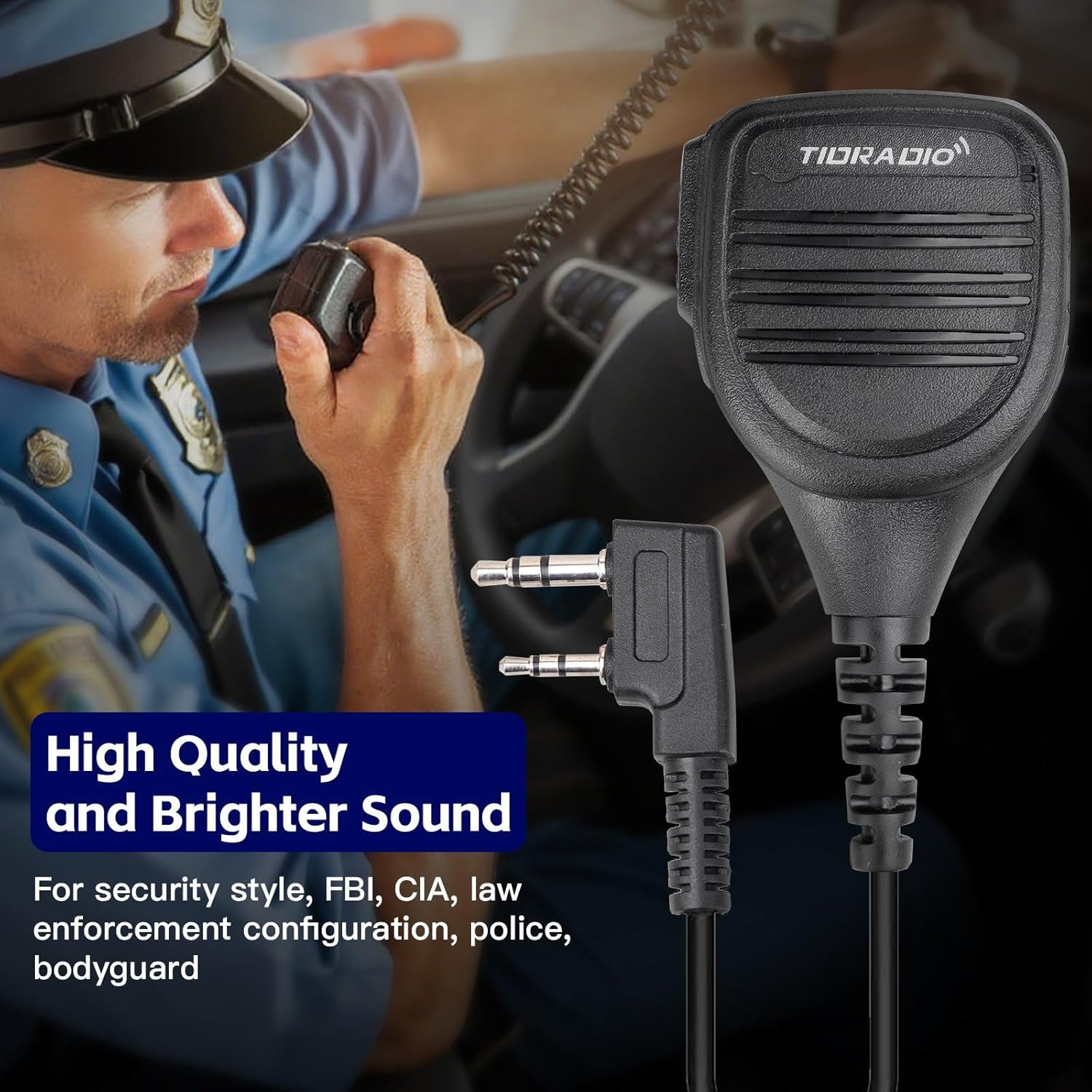 TIDRADIO HM060 Speaker Microphone connected to a radio