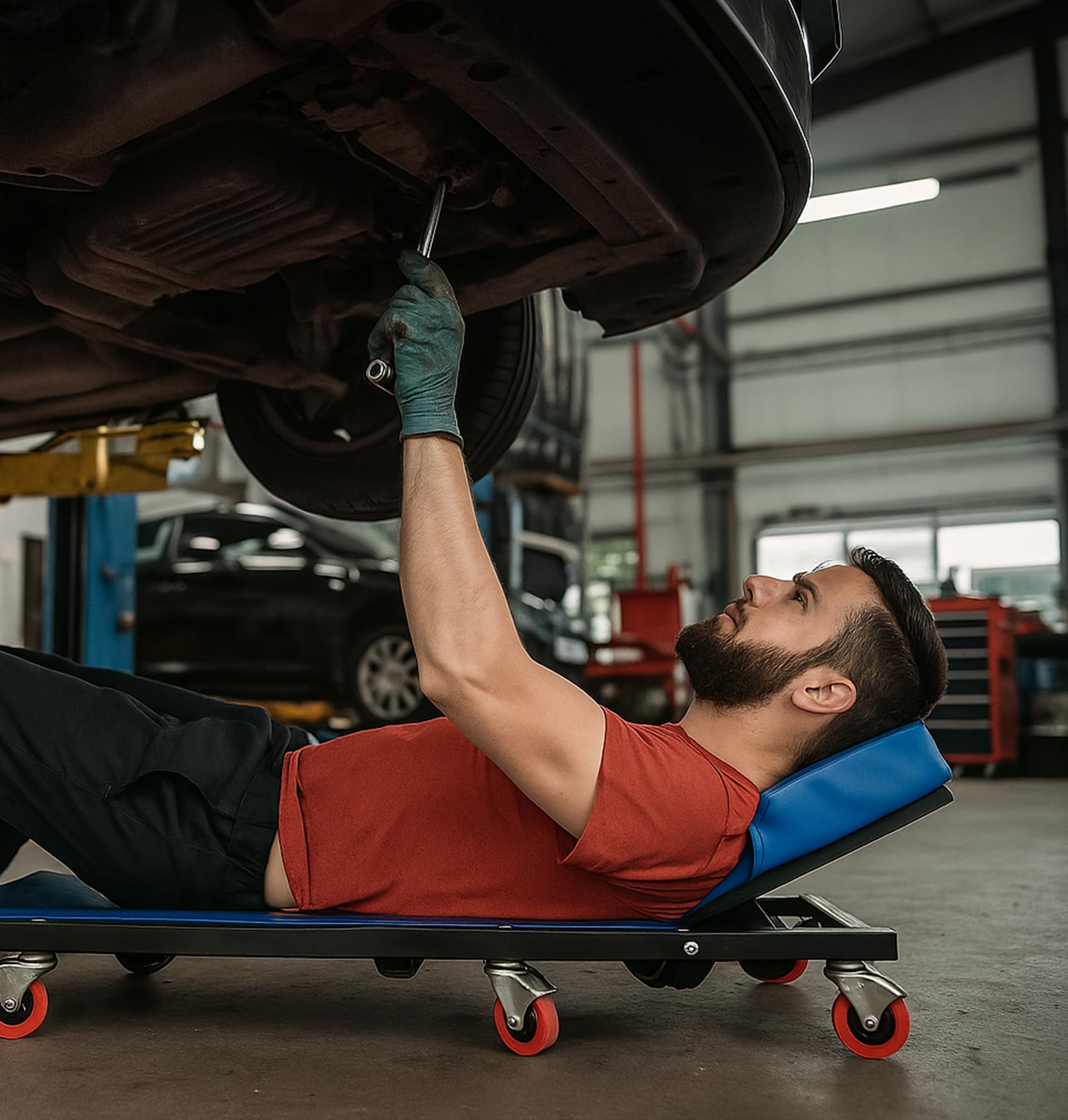 Camilla para Taller Mecánico | Reclinable Y Acolchada | con Ruedas para Movilidad Fluida Y Gran Estabilidad | Limpieza Sin Esfuerzo | para Mecánica Automotriz Debajo del Coche