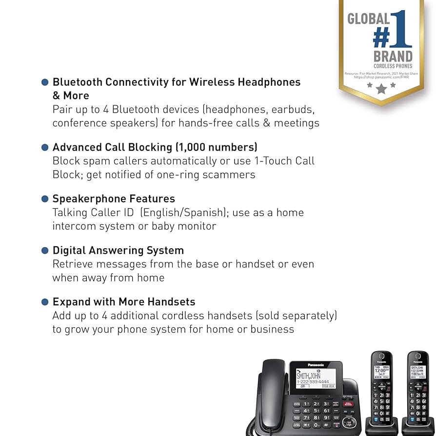 その他 Panasonic HH-XCH1208A Wi-Fi Bluetooth Amazon.com: Panasonic Expandable Corded Phone System