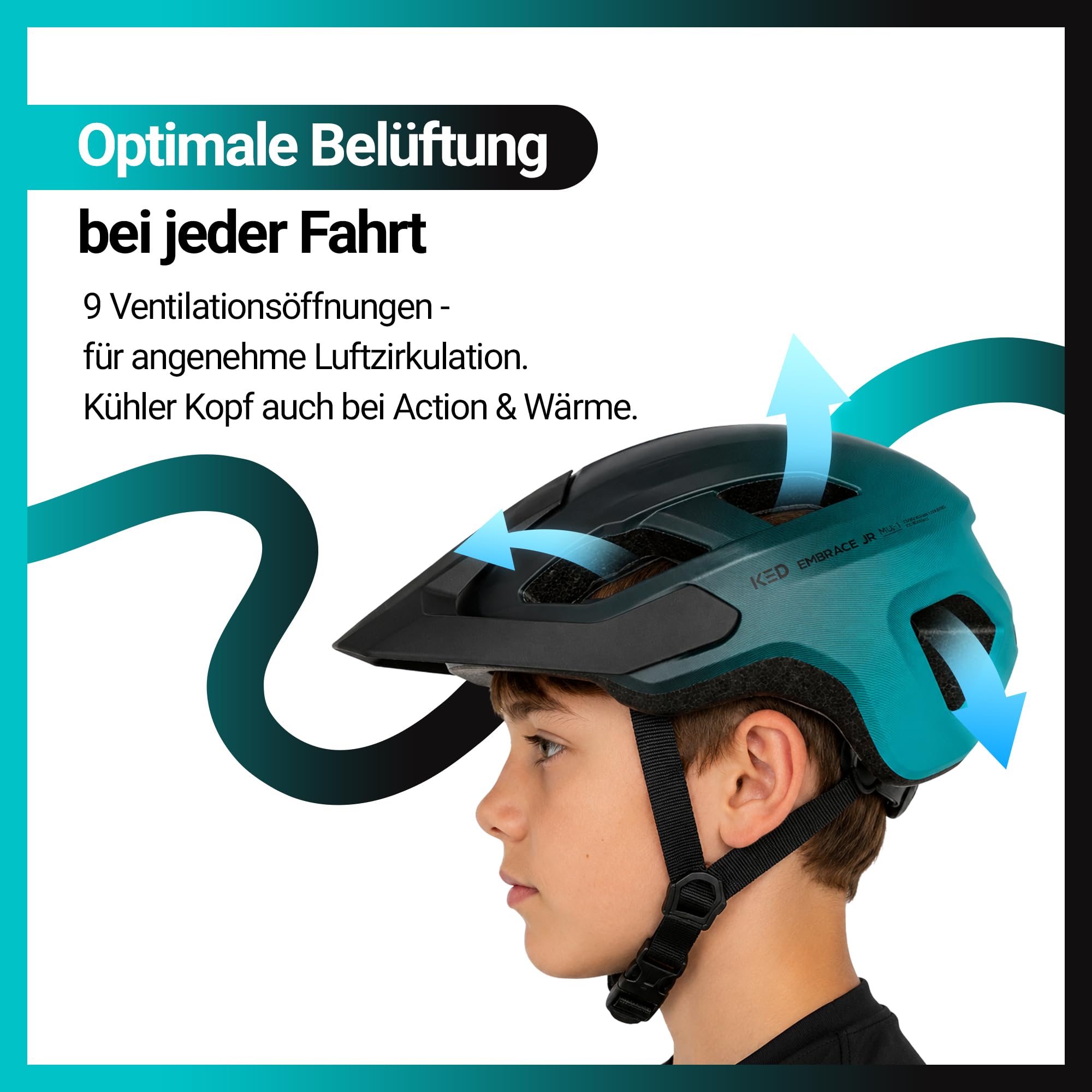 KED Embrace Jr Fahrradhelm – Jugendhelm Mit Integriertem Visier, Leichtbau Und Vielseitiger Alltagstauglichkeit