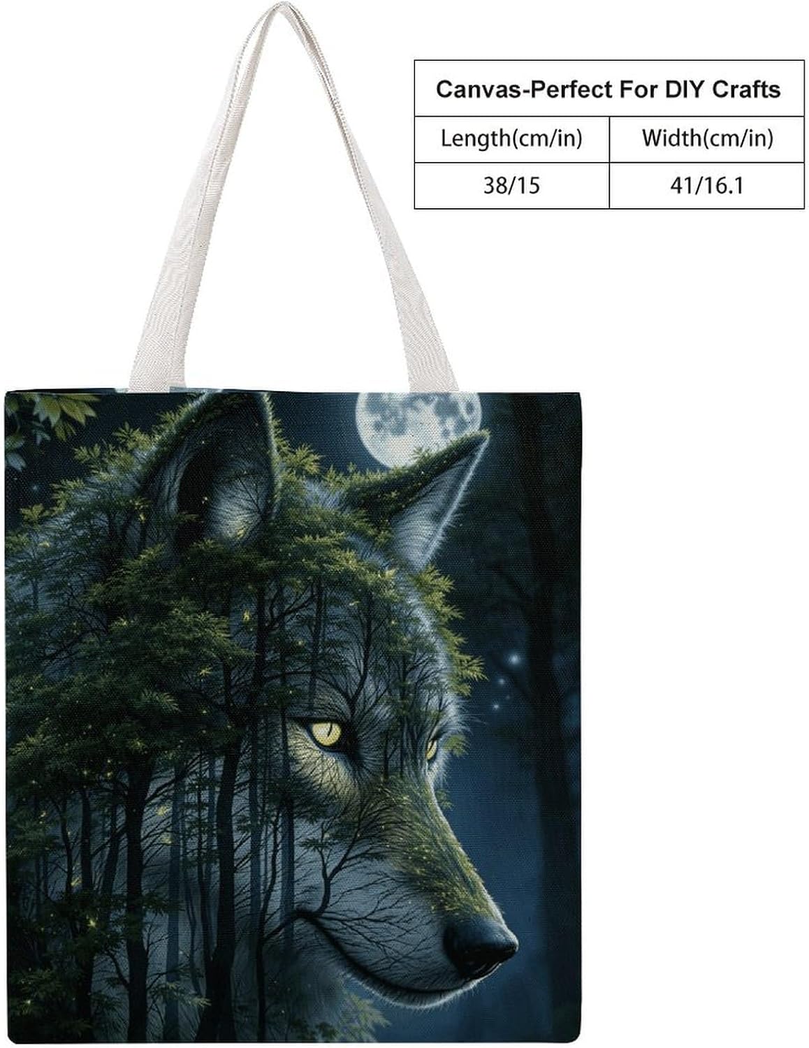 Wolf Forest Canvas Tote Bag Reusable Grocery Bags Foldable Soft Cotton Shoulder Carry Bag