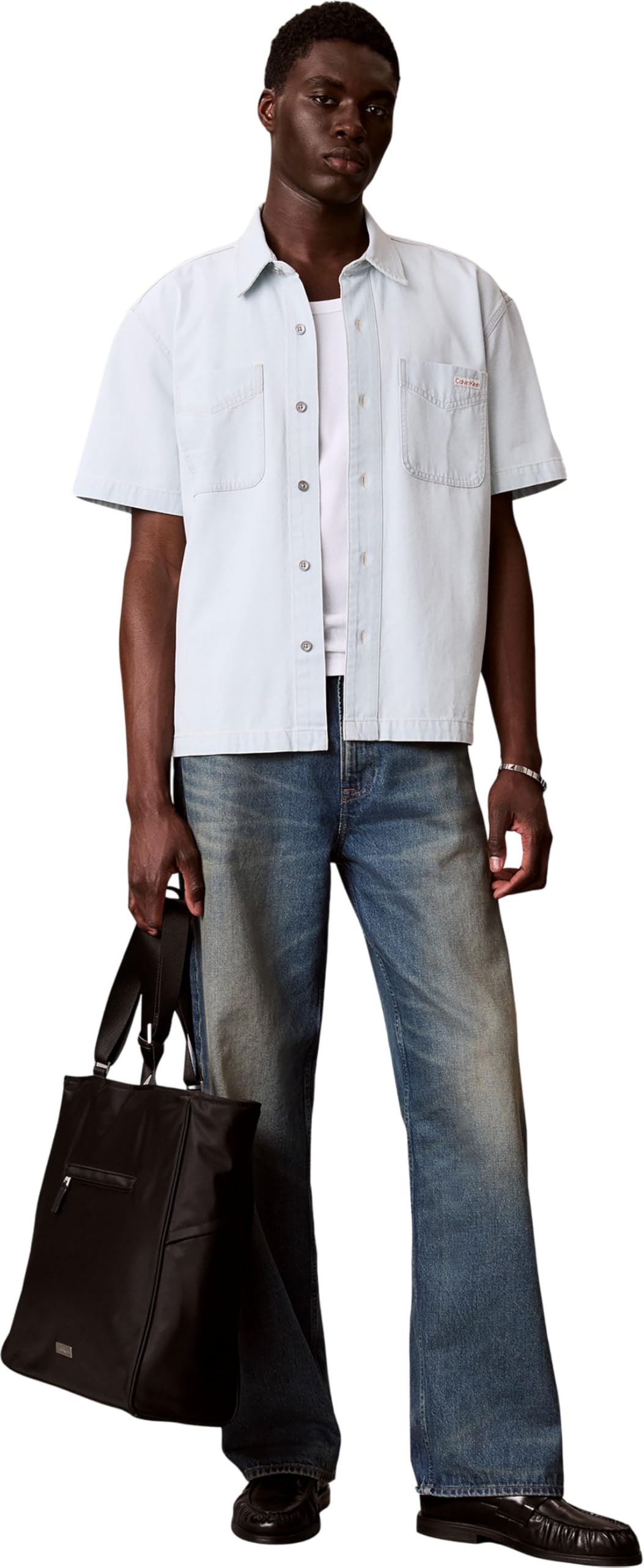Calvin Klein Short Sleeve Shirt Bleachout 205 Lv04rf712g Altre Camicie Uomo