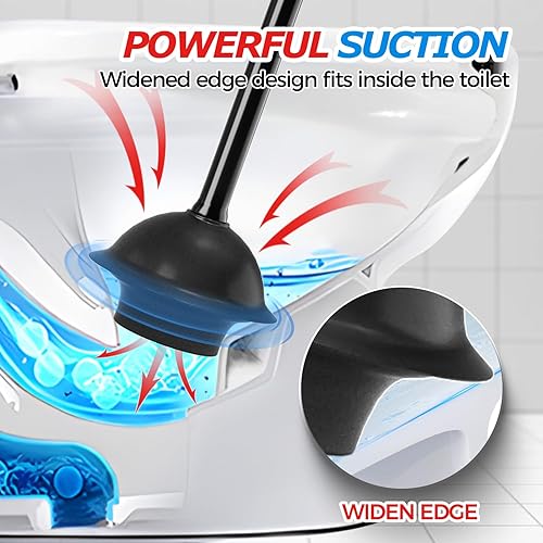 Miniatura 3 de Paquete de 2 émbolos de inodoro con soporte, émbolos para baño con soporte, émbolo de inodoro con cubierta, émbolo de baño, decoración de baño,