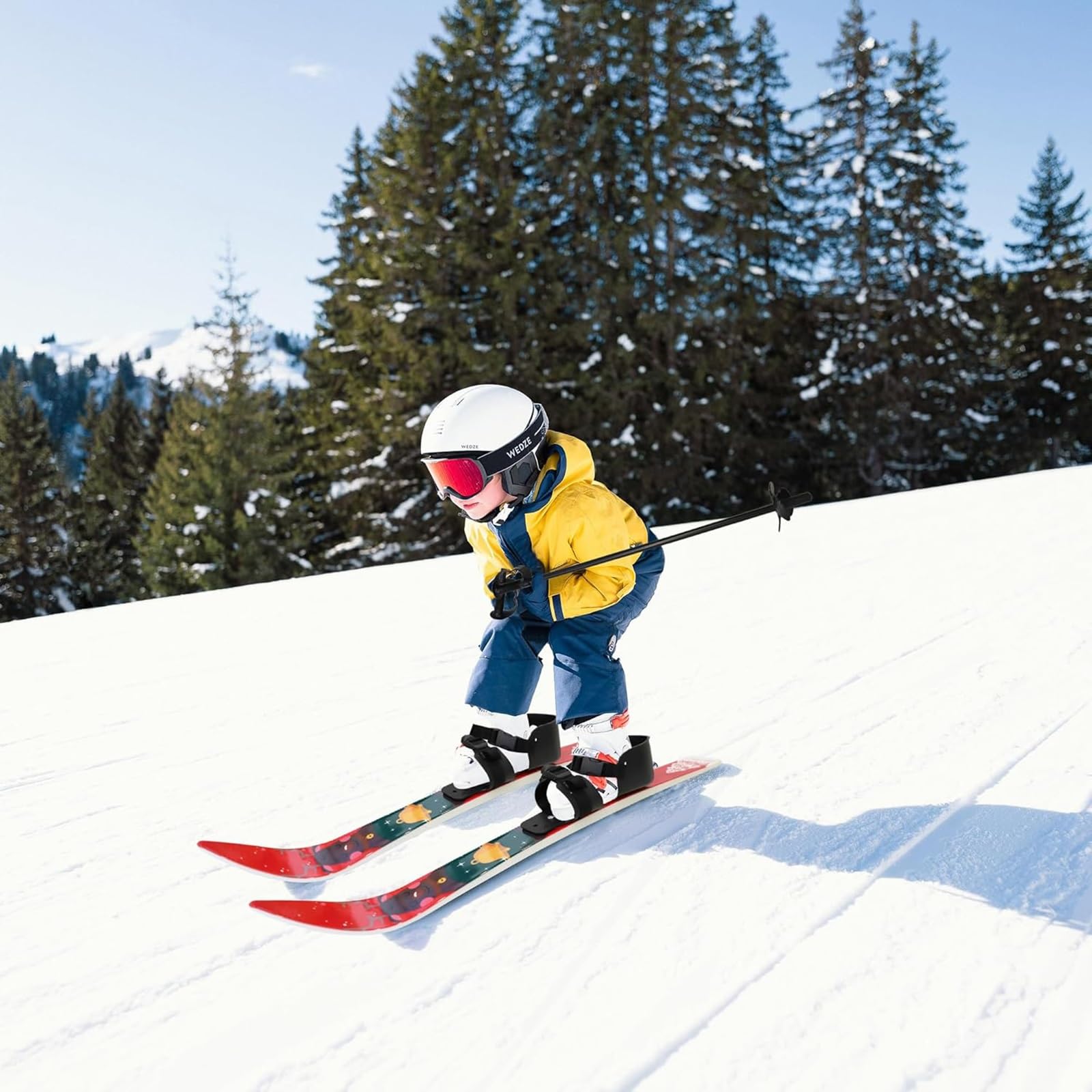 Skibretter und Stöcke Kinder-Schneeskier Outdoor-Snowboard Jungen Mädchen Kinder Snowblades Schneekurze Skier for Kinder im Alter von 3–8 Jahren