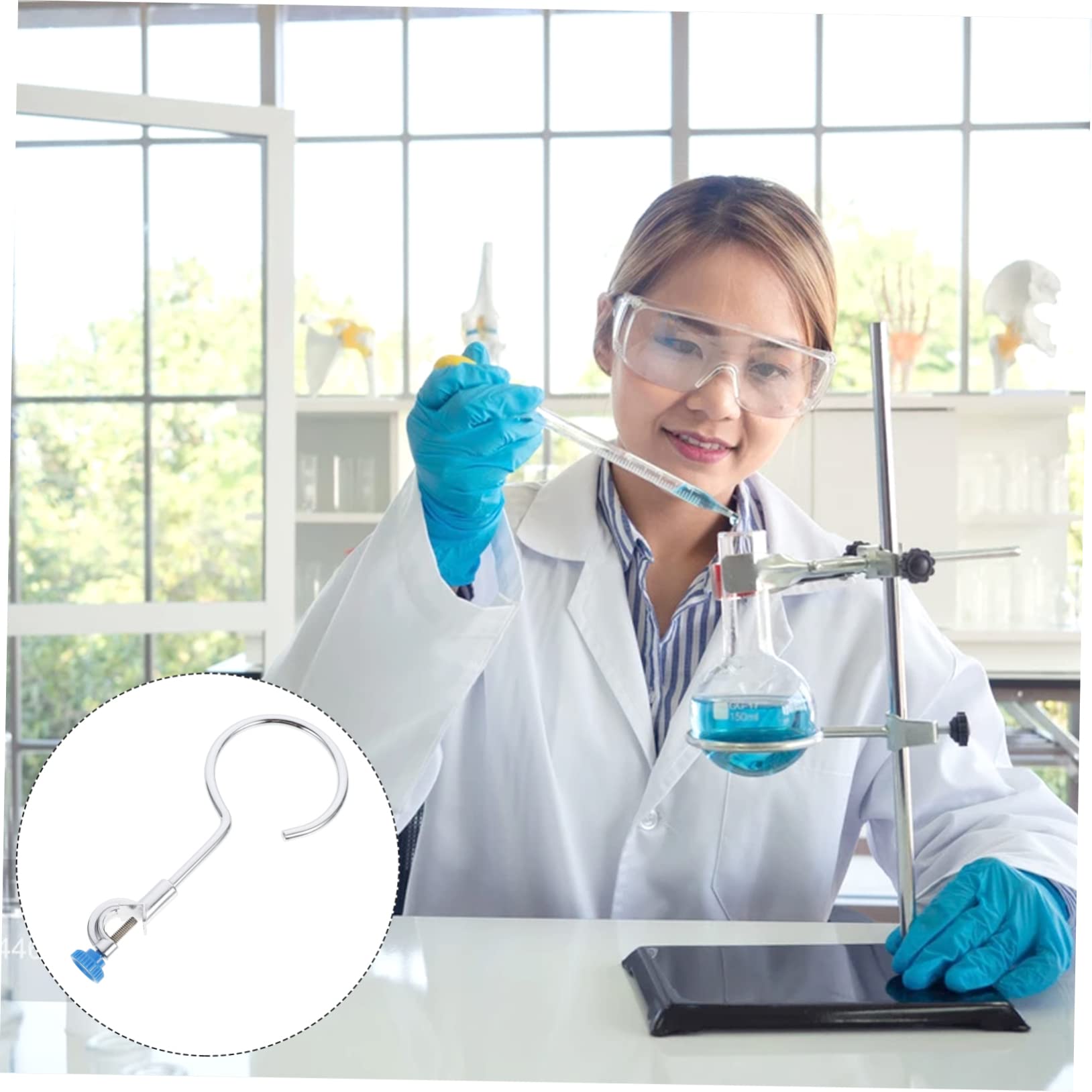 Luxshiny Stützring Säurebeständig und Robuster Eisen Kolben für Bechergläser Vielseitig Einsetzbar Silberfarben im Biologischen Labor und Laborprüfstand