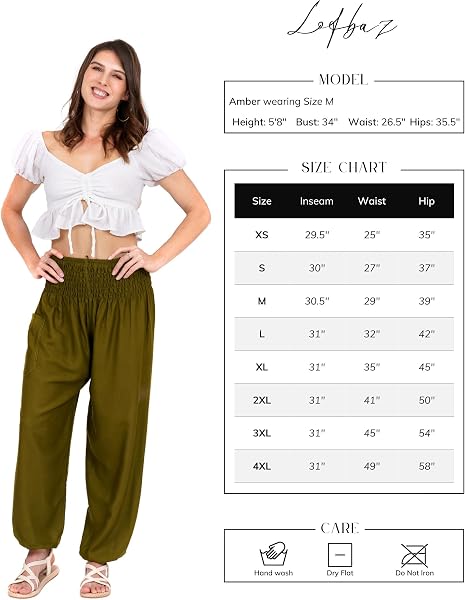 Lofbaz Boho Pantalons Femmes Taille Smockée Floral Eéléphants Funky Harem Pants - 4